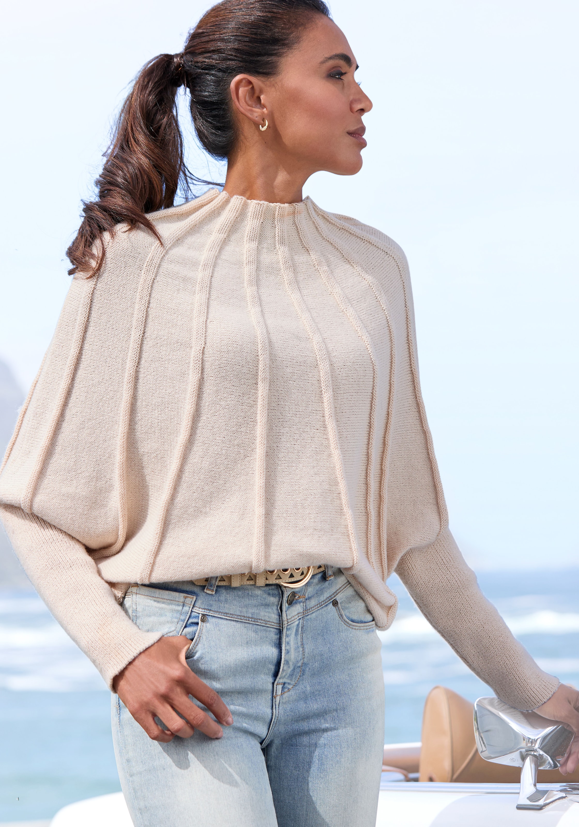 LASCANA Strickpullover mit Fledermausärmeln, modischer Damenpullover
