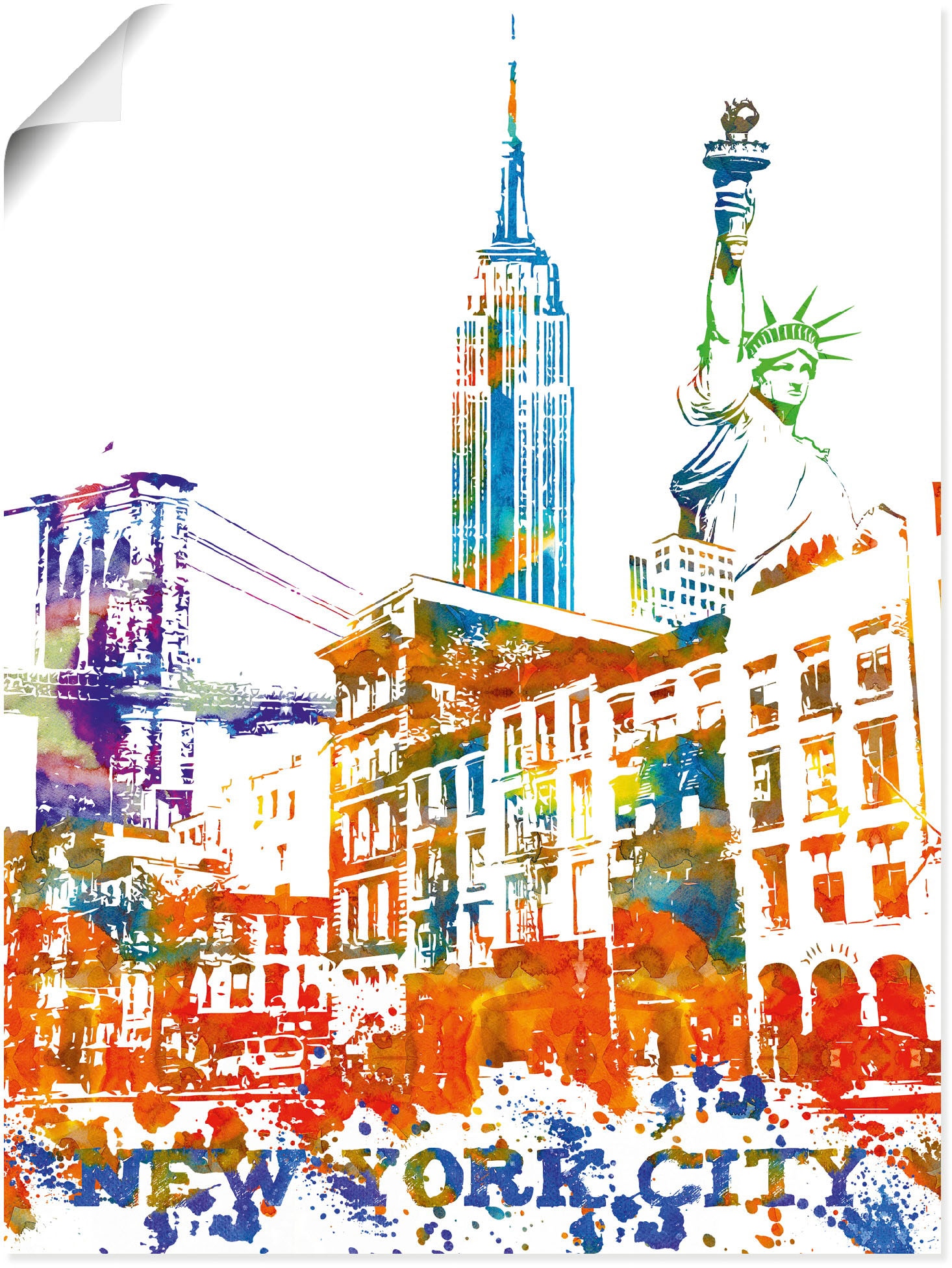 York versch. | als Jelmoli-Versand oder York, Wandaufkleber City Artland Grafik«, in Poster Wandbild online bestellen Leinwandbild, New Alubild, »New St.), (1 Grössen