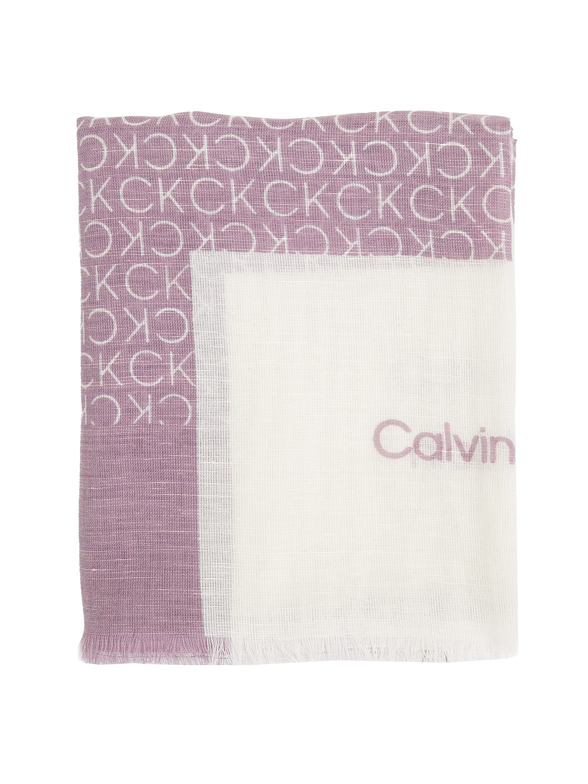 Calvin Klein Schal »GEO MINIMAL LOGO LINEN STOLE«, Logoprägung, ausgefranste Enden