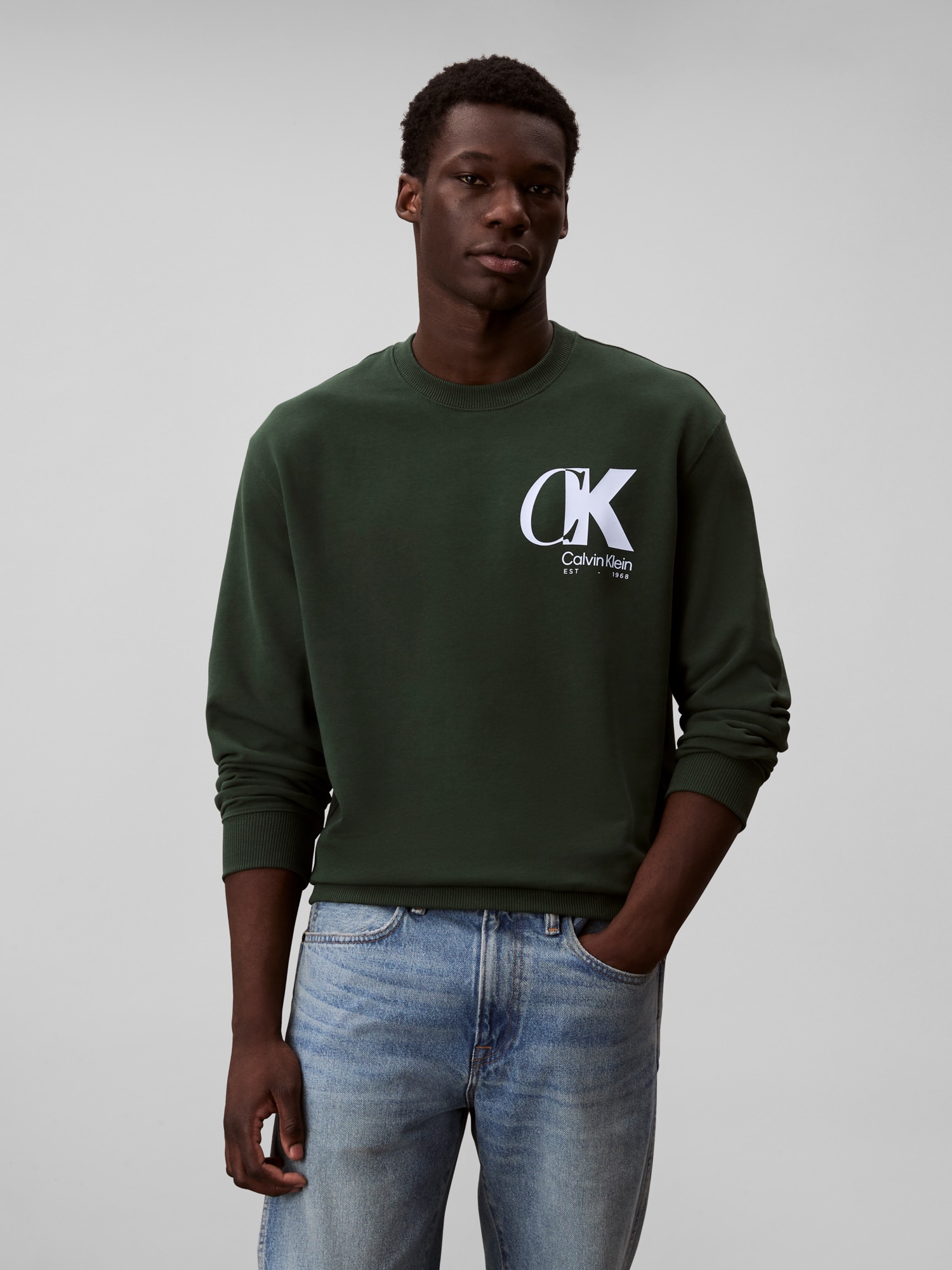 Calvin Klein Sweatshirt »LS EU 350TERRY CK OVERLAP GRAPHI«, Rundhalsausschnitt, regular fit