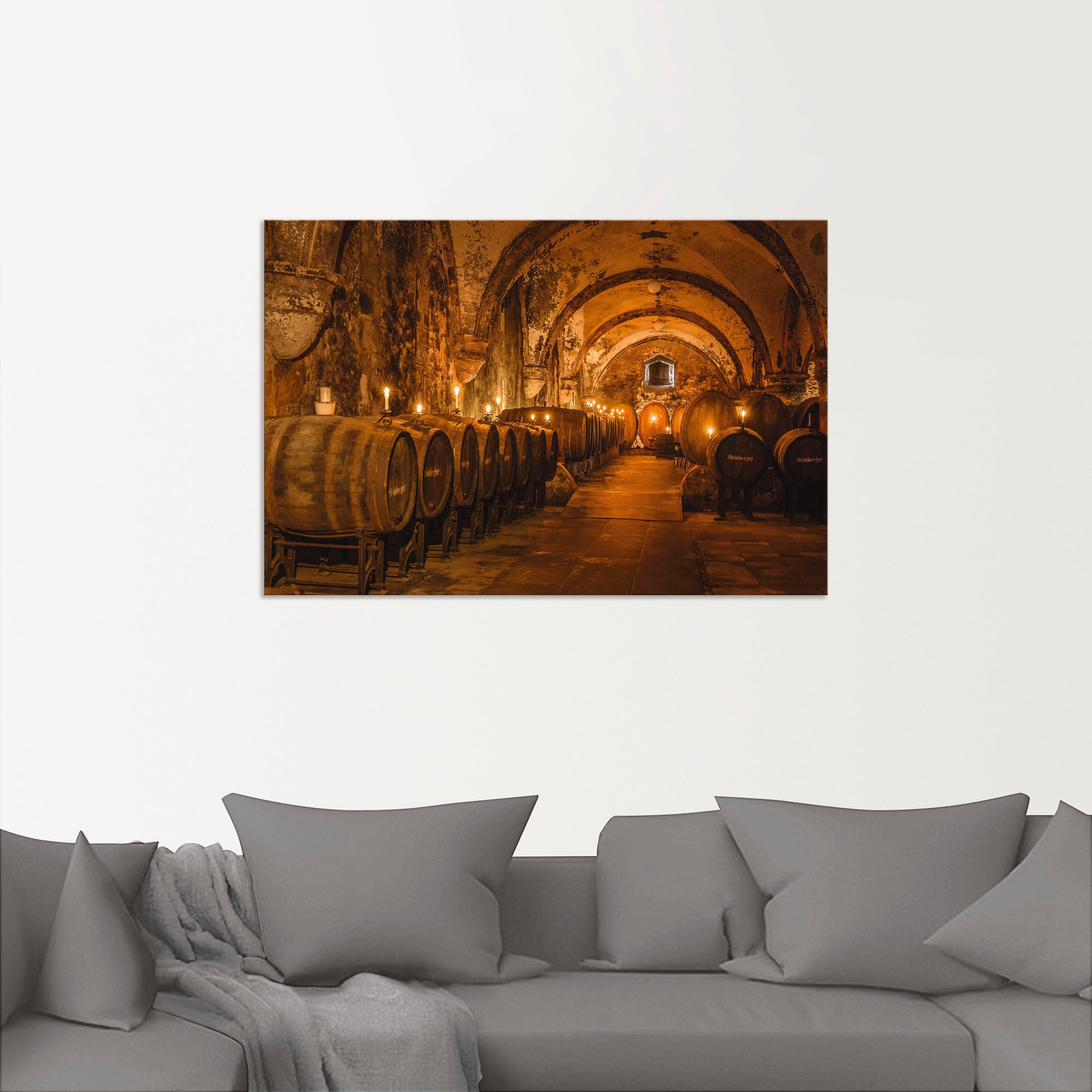 Artland Wandbild "Historischer Weinkeller Eberbach" Wein Bilder 1 Stk. tlg. als Alubild, Leinwandbild in verschied. Größen