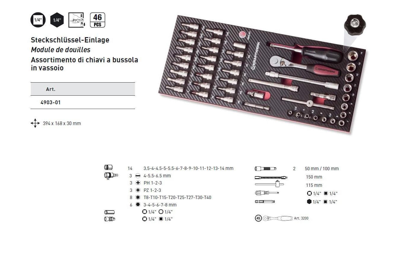 Kraftwerk Steckschlüssel »1/4 Zoll Completo EVA3 46-teilig«