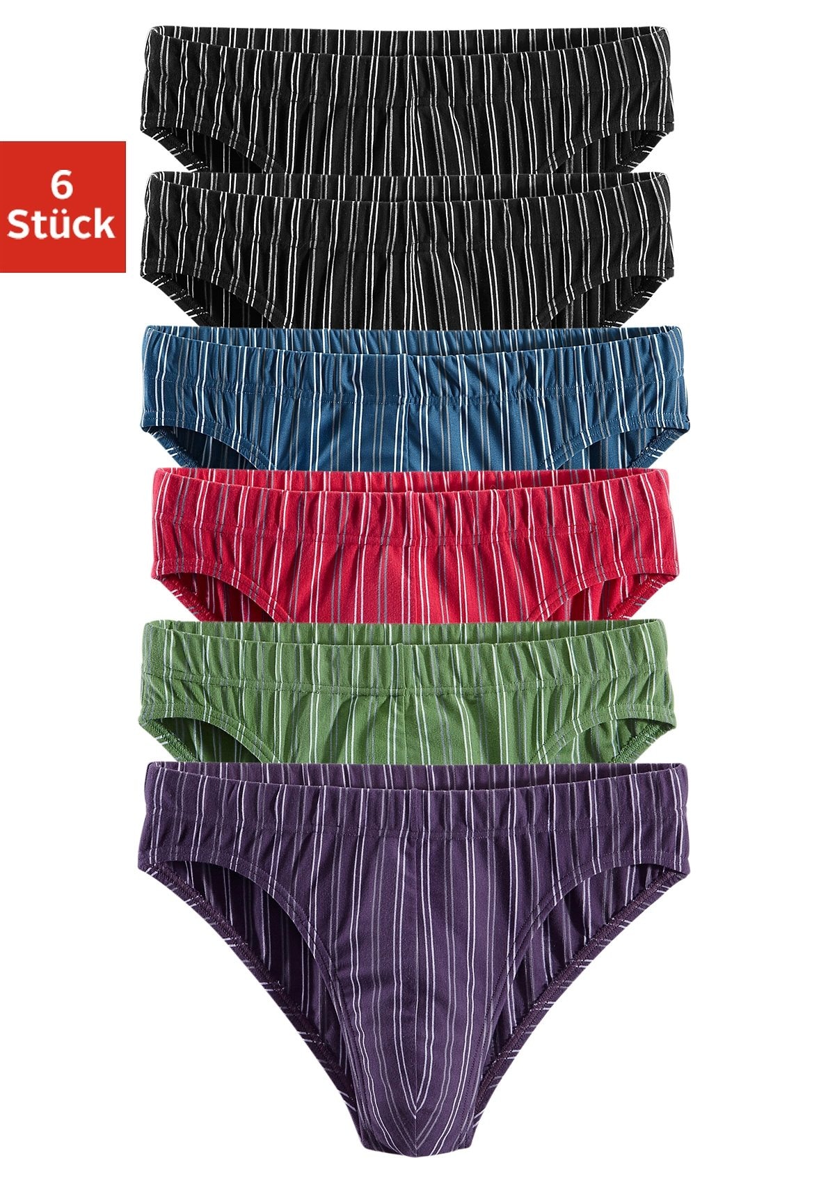 le jogger Slip Packung, 6 Stk. mit garngefärbten Streifen