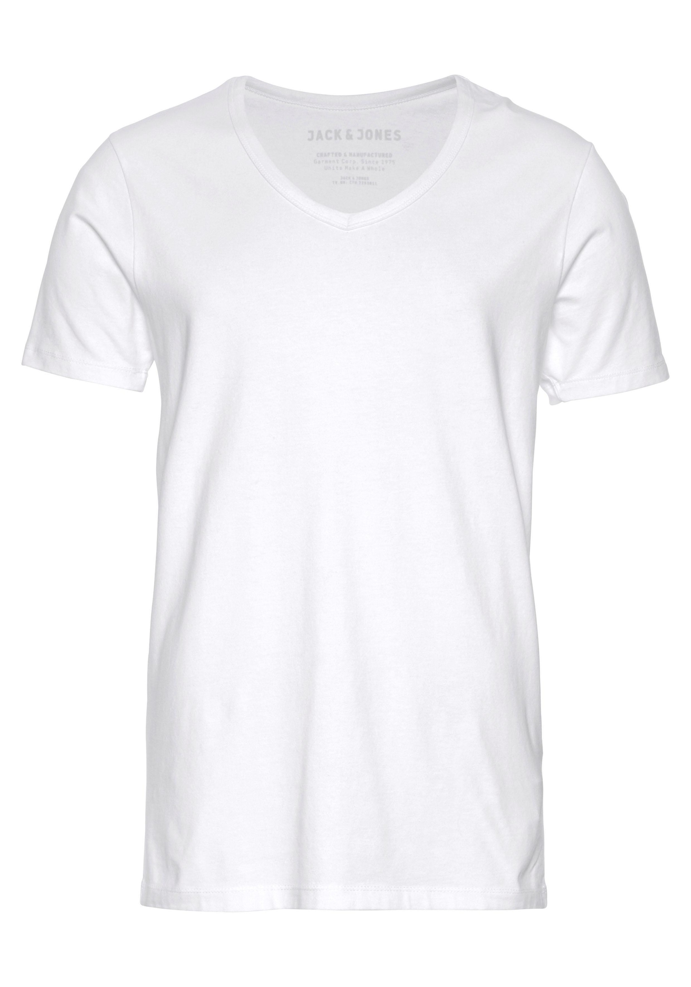 Jack & Jones T-Shirt »SLIM- FIT BASIC TEE V-NECK«, mit V-Ausschnitt