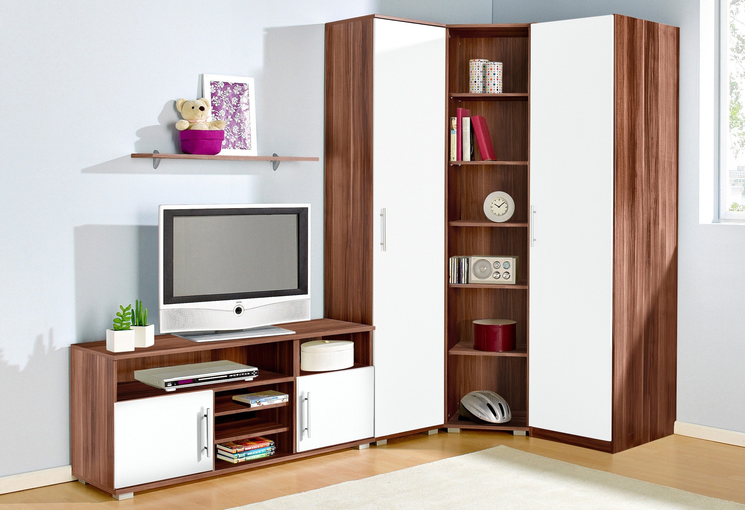 Jugendzimmer-Set, (Set, 5 tlg.), Kleiderschrank, Regalelement, Wäscheschrank,...