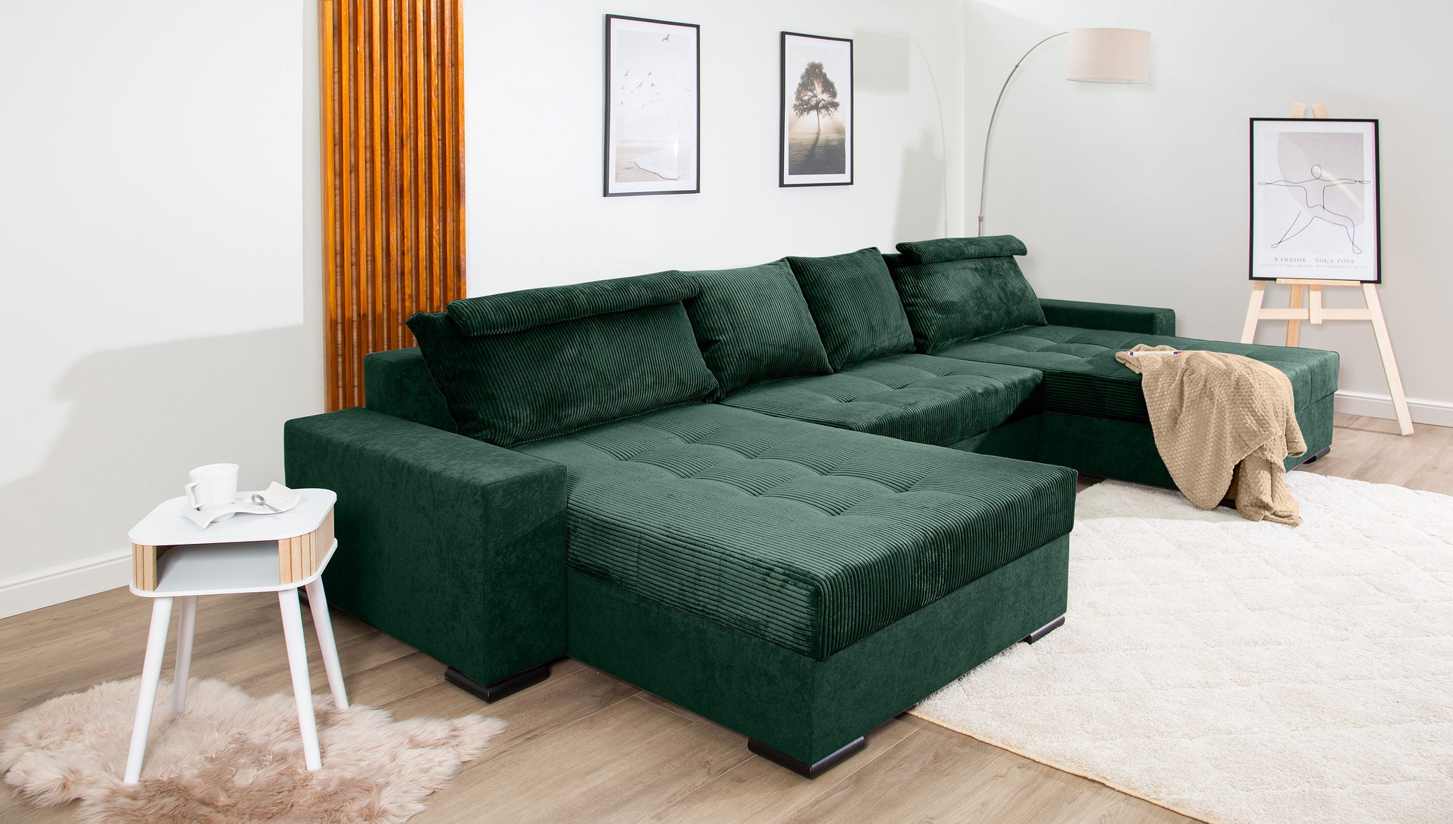 COLLECTION AB Wohnlandschaft »Josy XXXL-Relax U-Form, B: 352 cm«, mit Bettfunktion, Bettkasten & 2 Nackenkissen, Federkern
