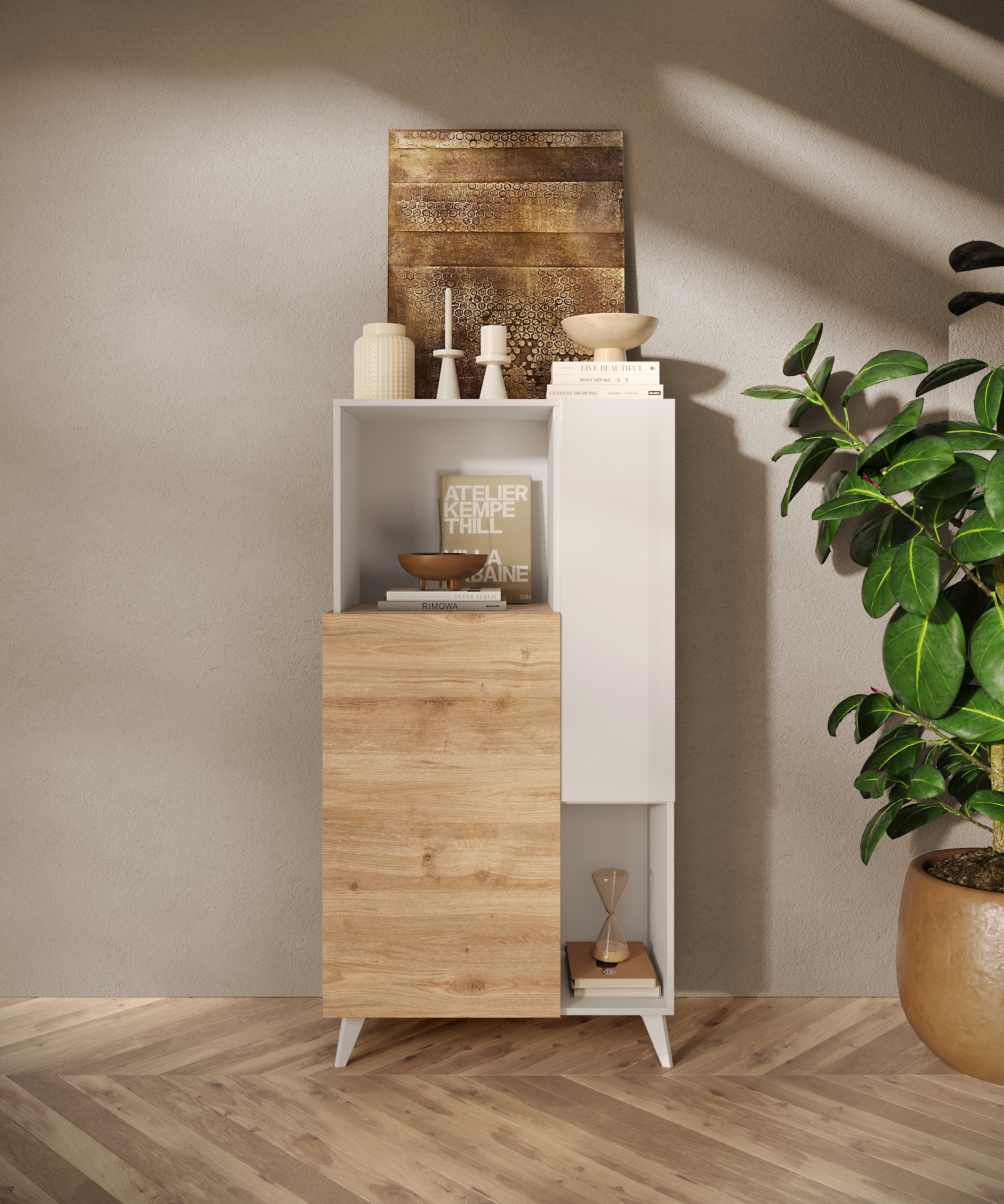 INOSIGN Highboard »Monaco Höhe 154 cm, Kommode mit 2 Türen«, Soft/Self Closing