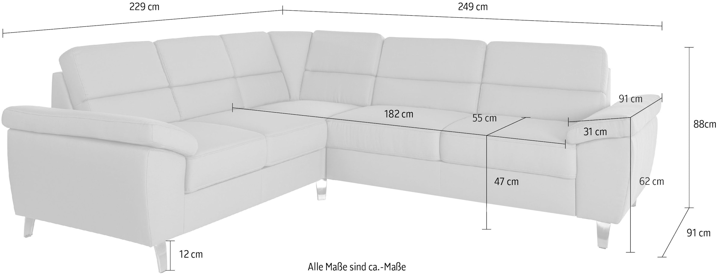 sit&more Ecksofa »Sorano L-Form«, wahlweise mit Bett- und Relaxfunktion, inkl. Bettkasten