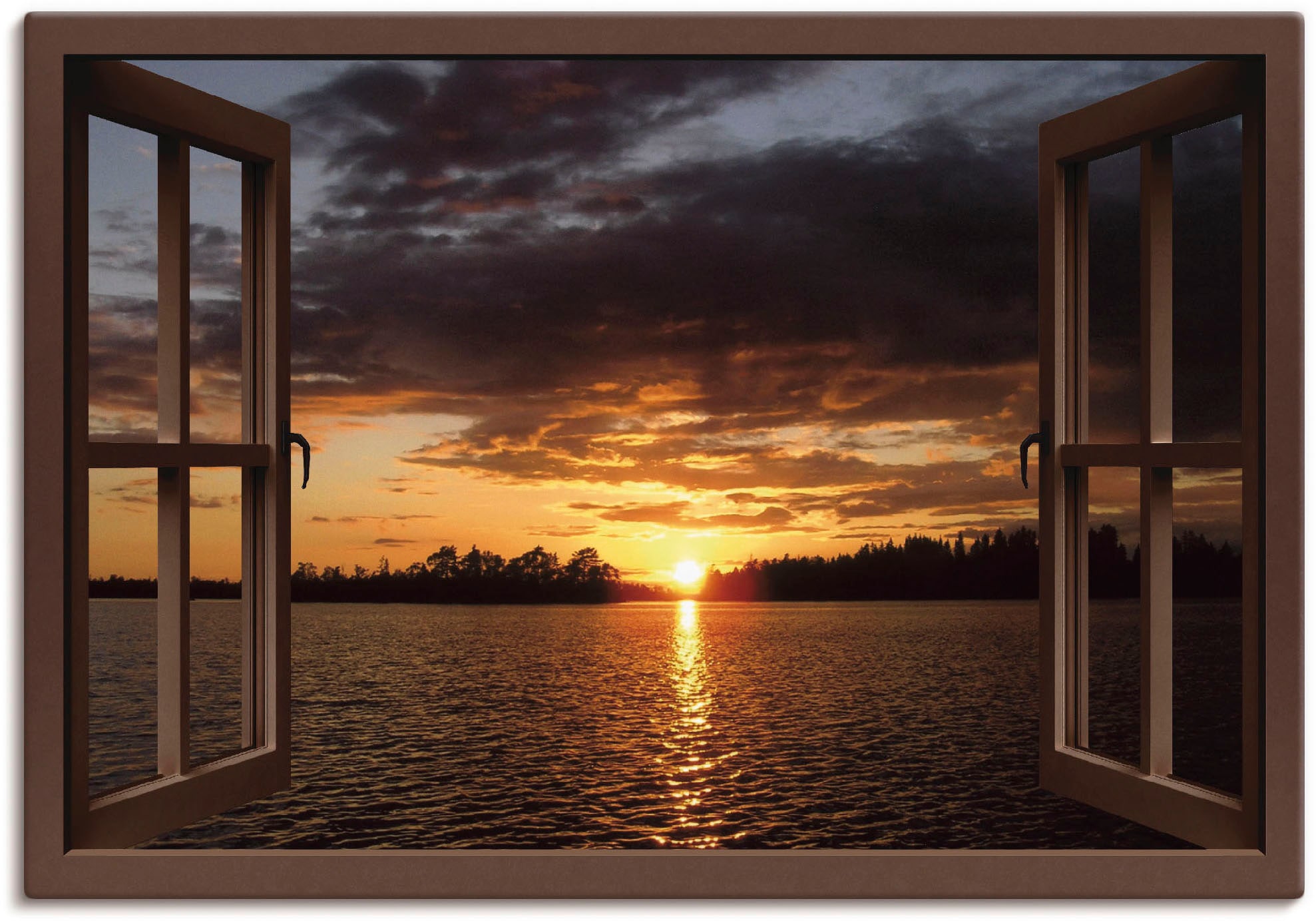 Artland Wandbild »Sonnenuntergang am See mit Fenster«, Seebilder, (1 St.),  als Alubild, Leinwandbild, Wandaufkleber oder Poster in versch. Grössen  online kaufen | Jelmoli-Versand