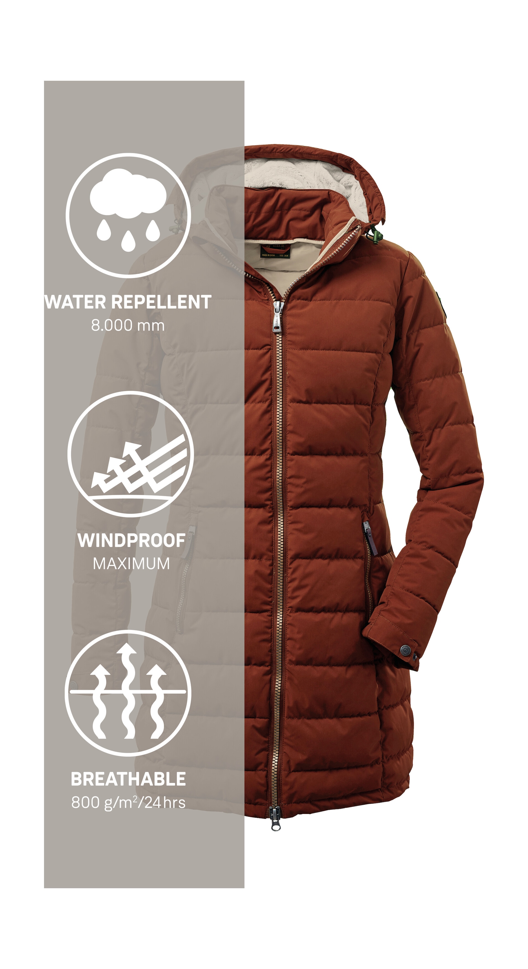 G.I.G.A. DX by killtec Steppmantel »GW 13 WMN QLTD PRK«, Wasserabweisender, winddichter Steppparka mit urbanem Look
