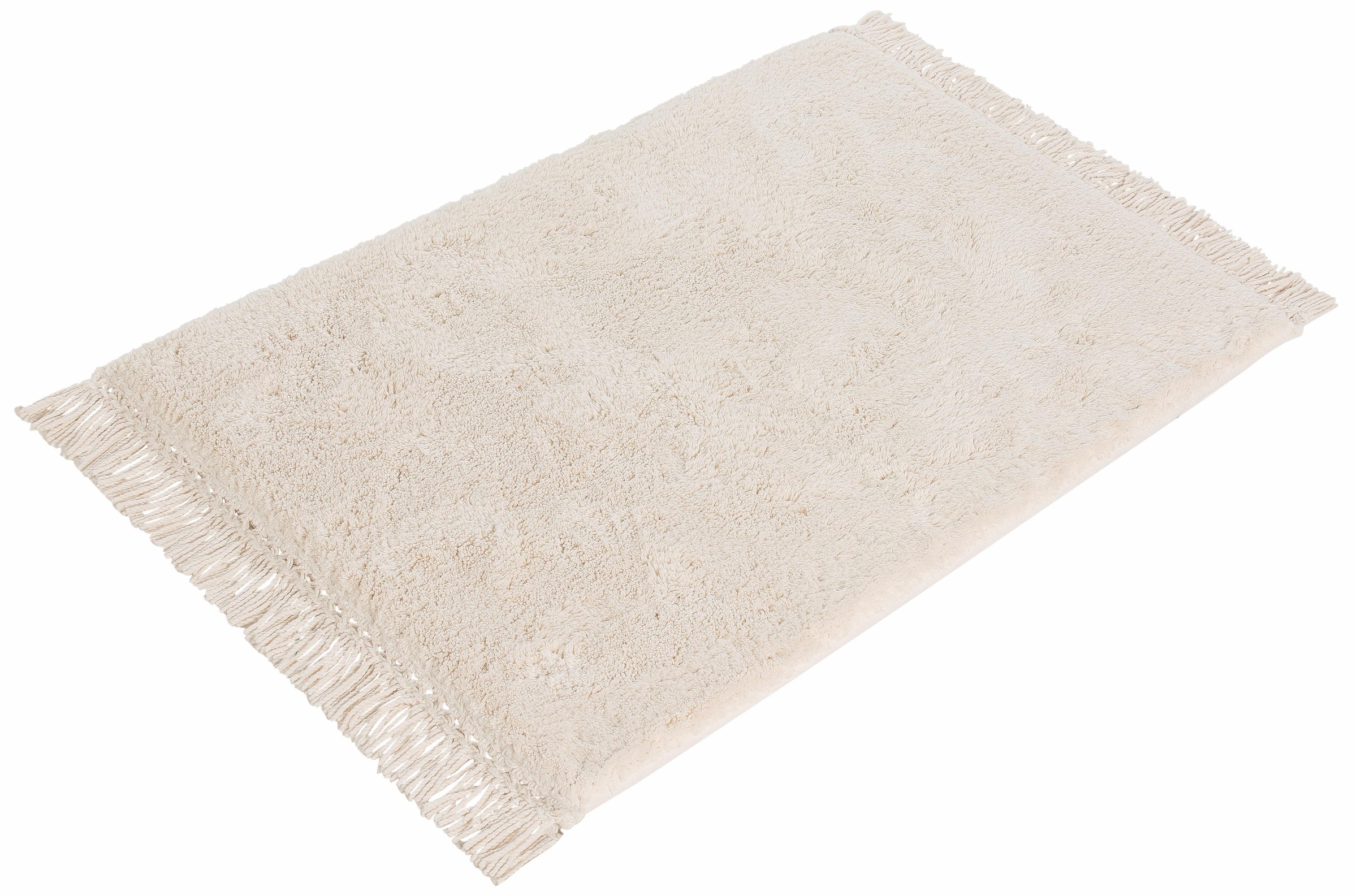 OTTO home Badematte "Finca, Badvorleger, Badezimmer Teppich" Höhe 16 mm rutschhemmend beschichtet fußbodenheizungsgeeignet  strapazierfähig Fransen, Boho, Badteppich, Bio-Baumwolle, auch als 3 teiliges Set