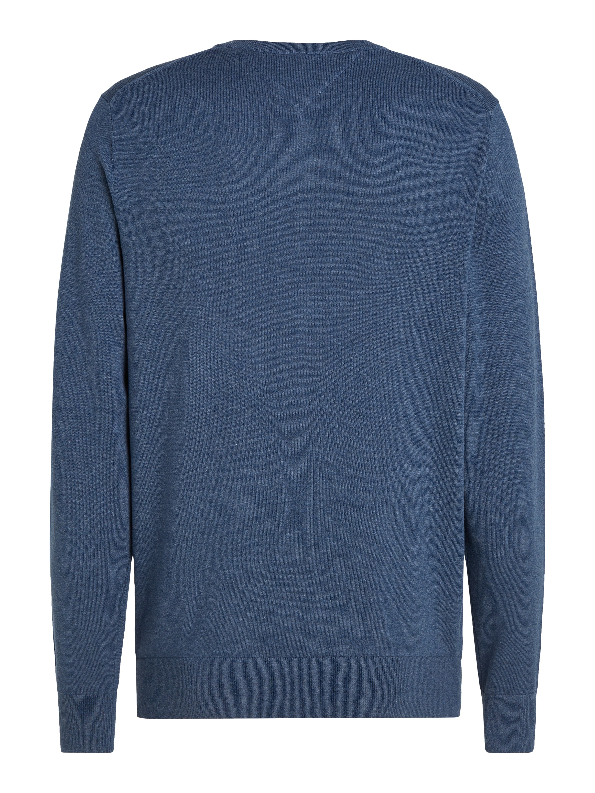 Tommy Hilfiger Strickpullover »ESSENTIAL COTTON V NECK mit V-Ausschnitt und Stickerei«, unifarben, casual, regular fit, Baumwolle, V-Ausschnitt