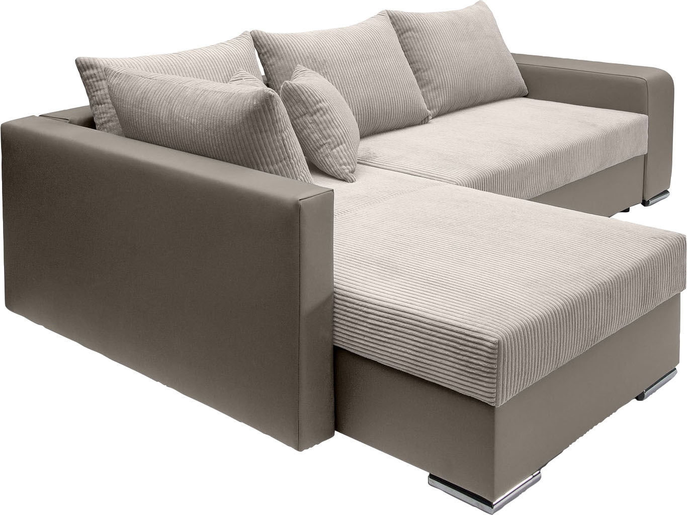 COLLECTION AB Ecksofa »John L-Form«, Regalarmlehne,Bettfunktion,Bettkasten,Ottomane beiseitig montierbar