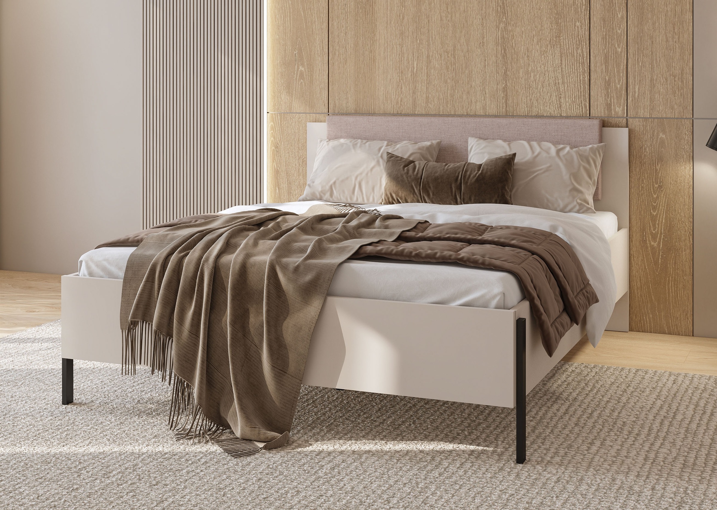 GOODproduct Bett »Jukon, mit gepolstertem Kopfteil, Füsse aus Metall, modernes Design« 3 Breiten:100cm, 160cm und 180cm, in drei Grössen, perfekt auch als Jugendbett