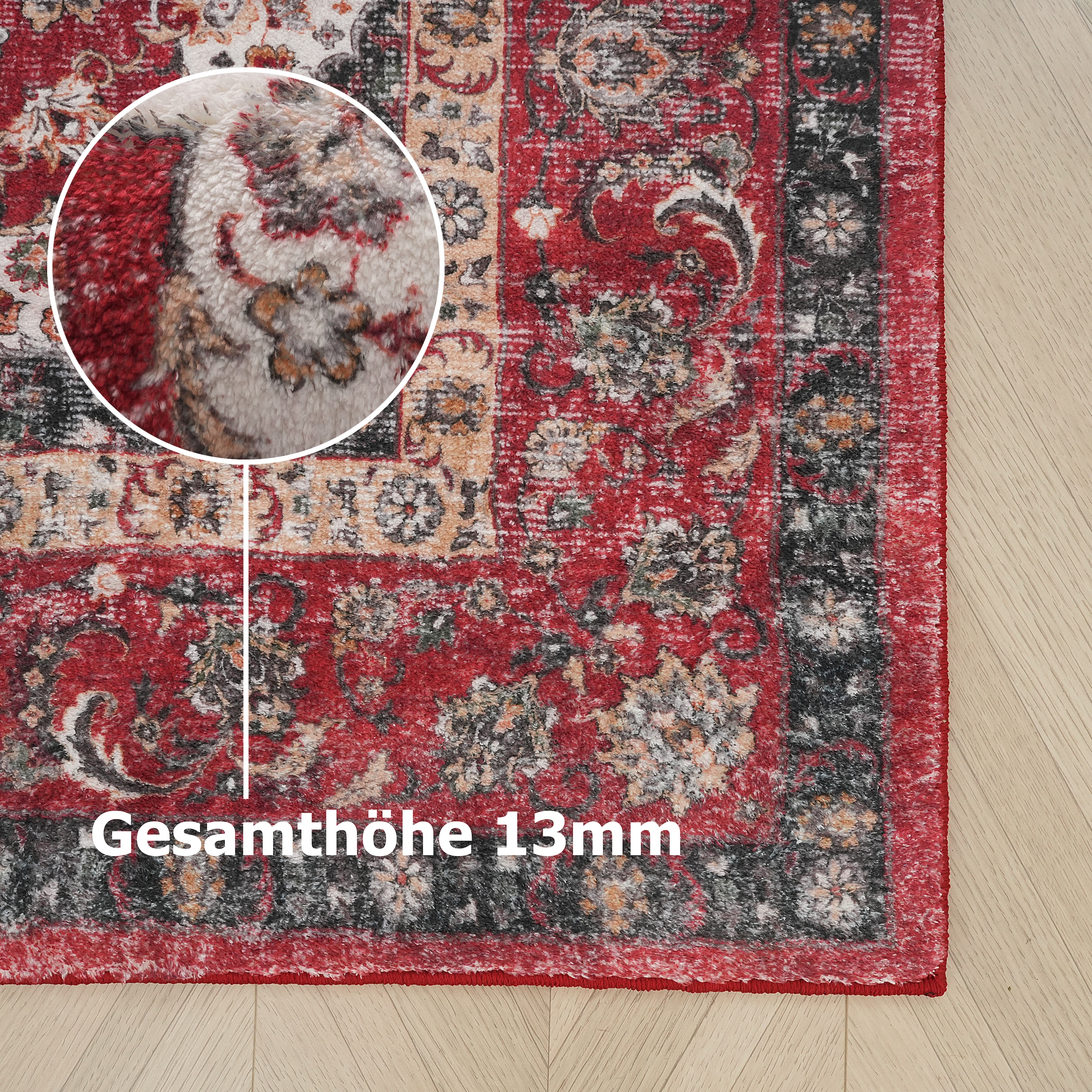 my home Teppich »Omar, Druckteppich, orientalisches Design, mehrfarbig, bedruckt«, rechteckig, 13 mm Höhe, Orient-Optik, Vintage Design, weich, Wohnzimmer, Schlafzimmer