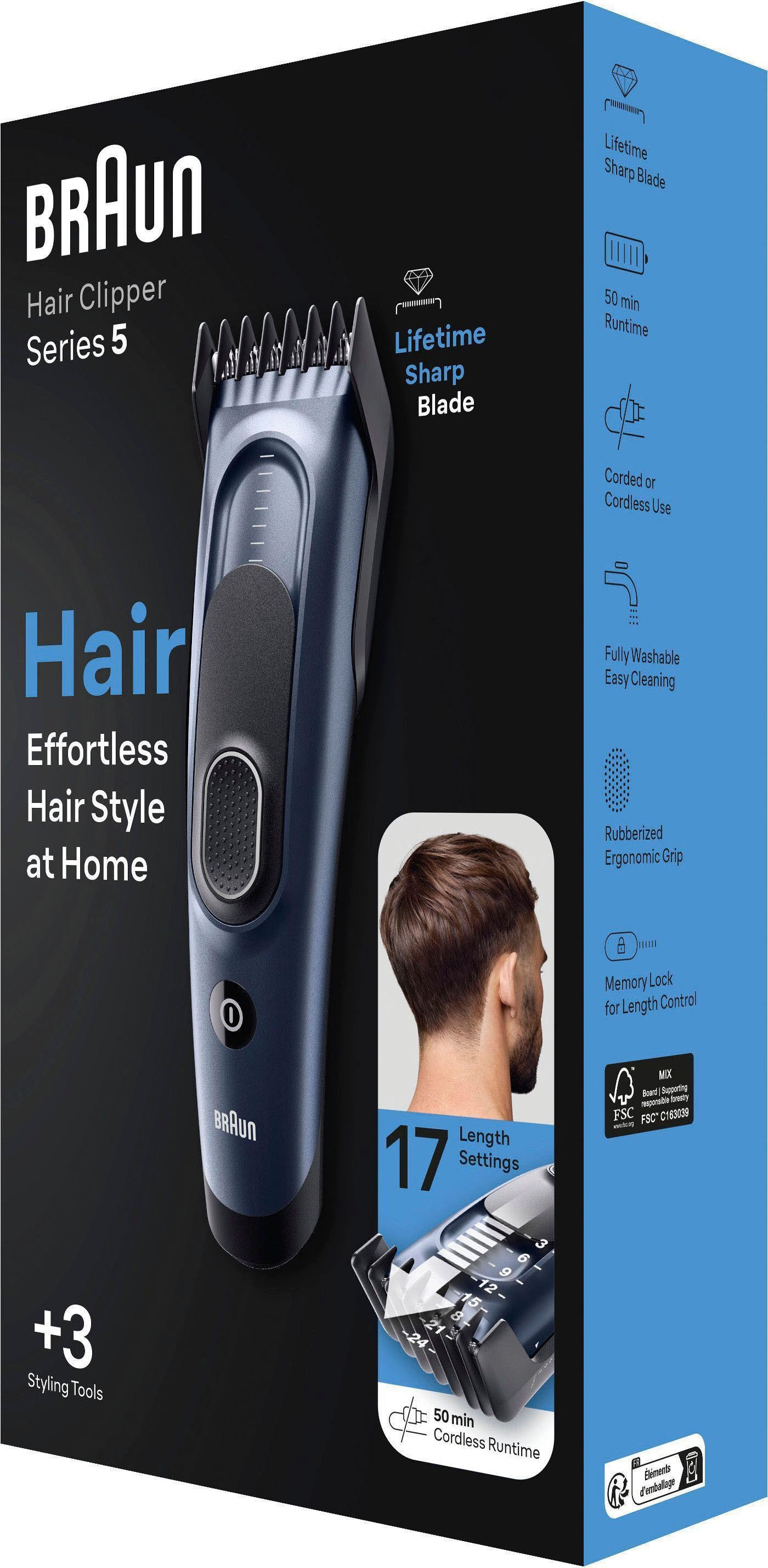 Braun Haarschneider »Haarschneider HC5350«, 2 Aufsätze, 17 Längeneinstellungen, Abwaschbar