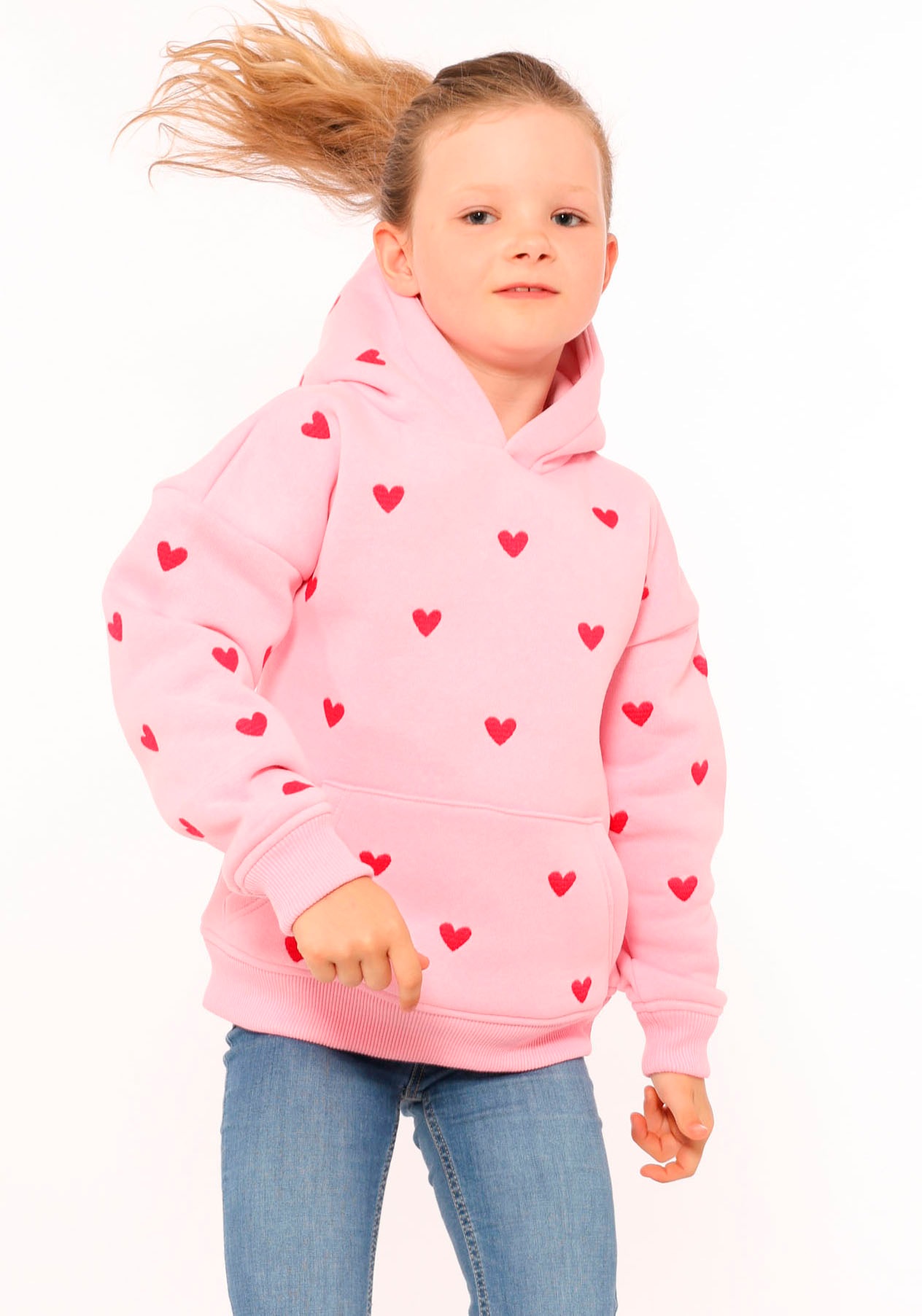 Zwillingsherz Hoodie »"Hearts" Kids«, mit gestickten Herzen allover für Mädchen