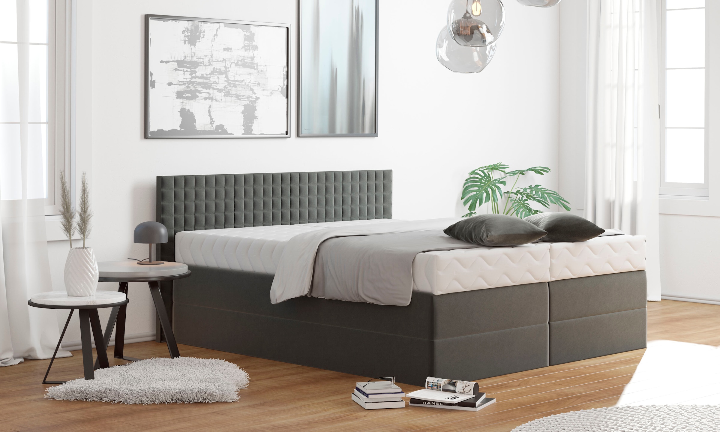 Westfalia Schlafkomfort Boxspringbett mit Zierkissen, wahlweise mit Topper