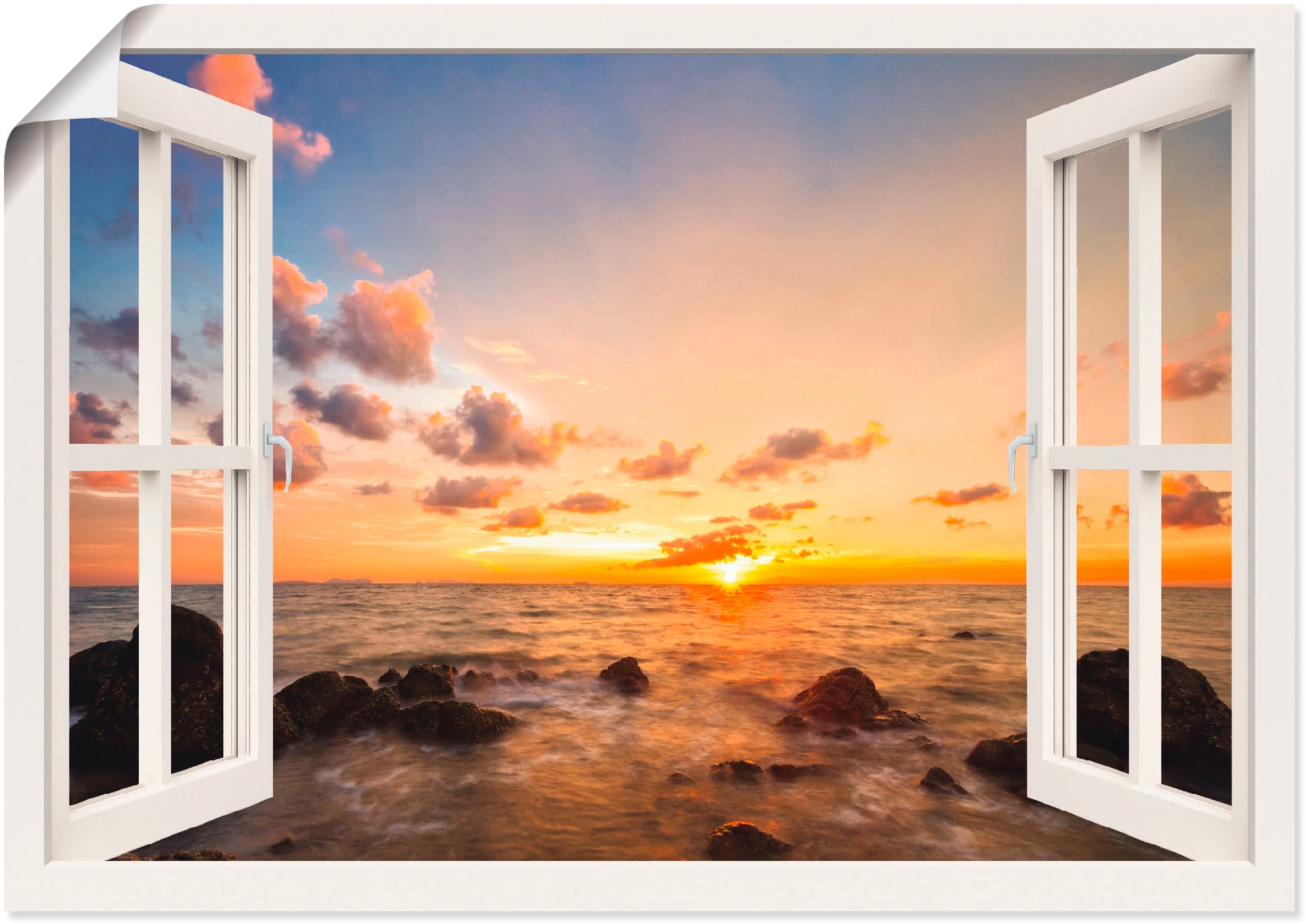 Artland Wandbild Fensterblick Sonnenuntergang Am Meer Fensterblick 1 St In Vielen 