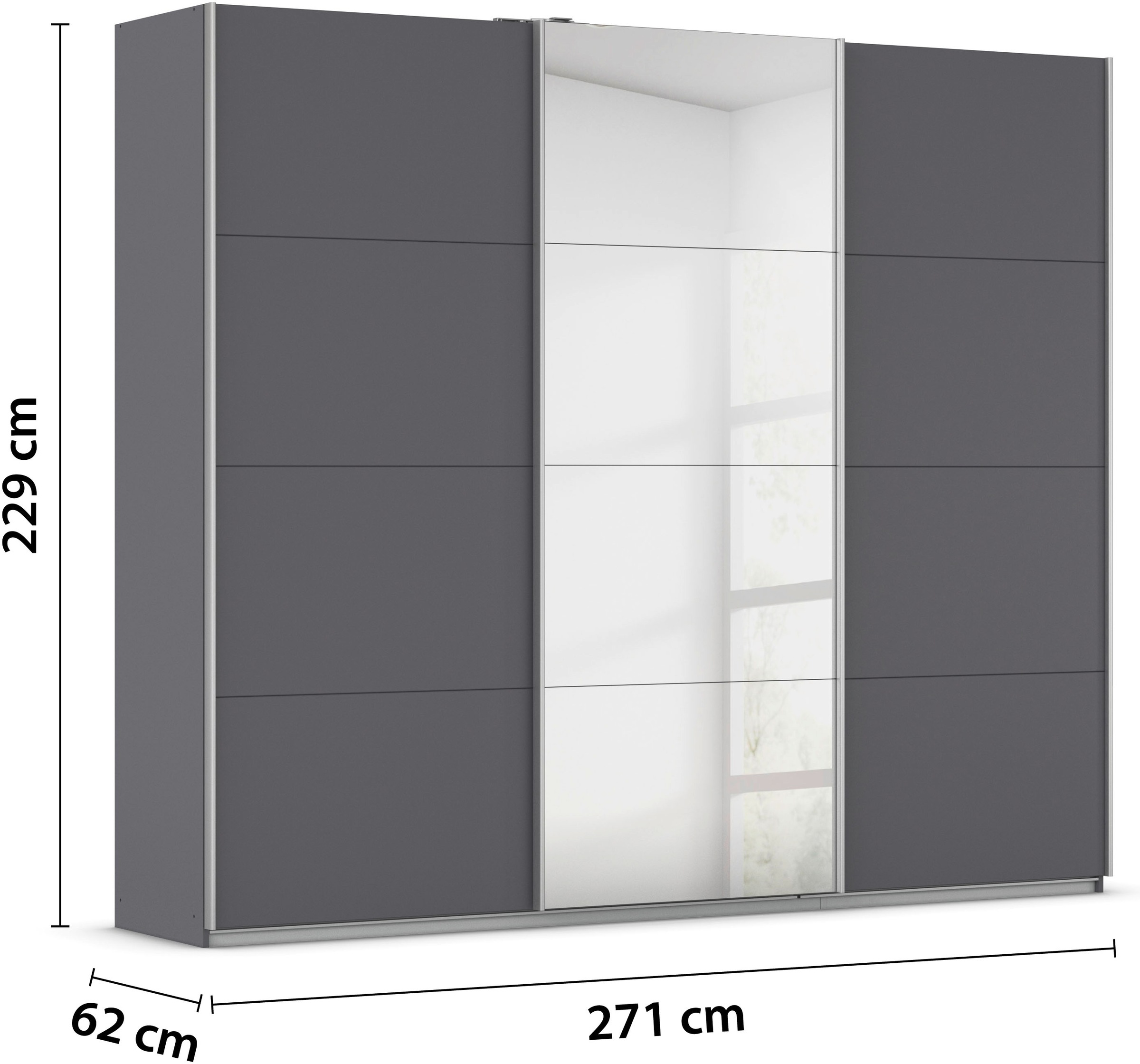 rauch Schwebetürenschrank »Kleiderschrank Schrank Garderobe KULMBACH«, in 2 Höhen erhältlich, mit Metallgriffleisten MADE IN GERMANY