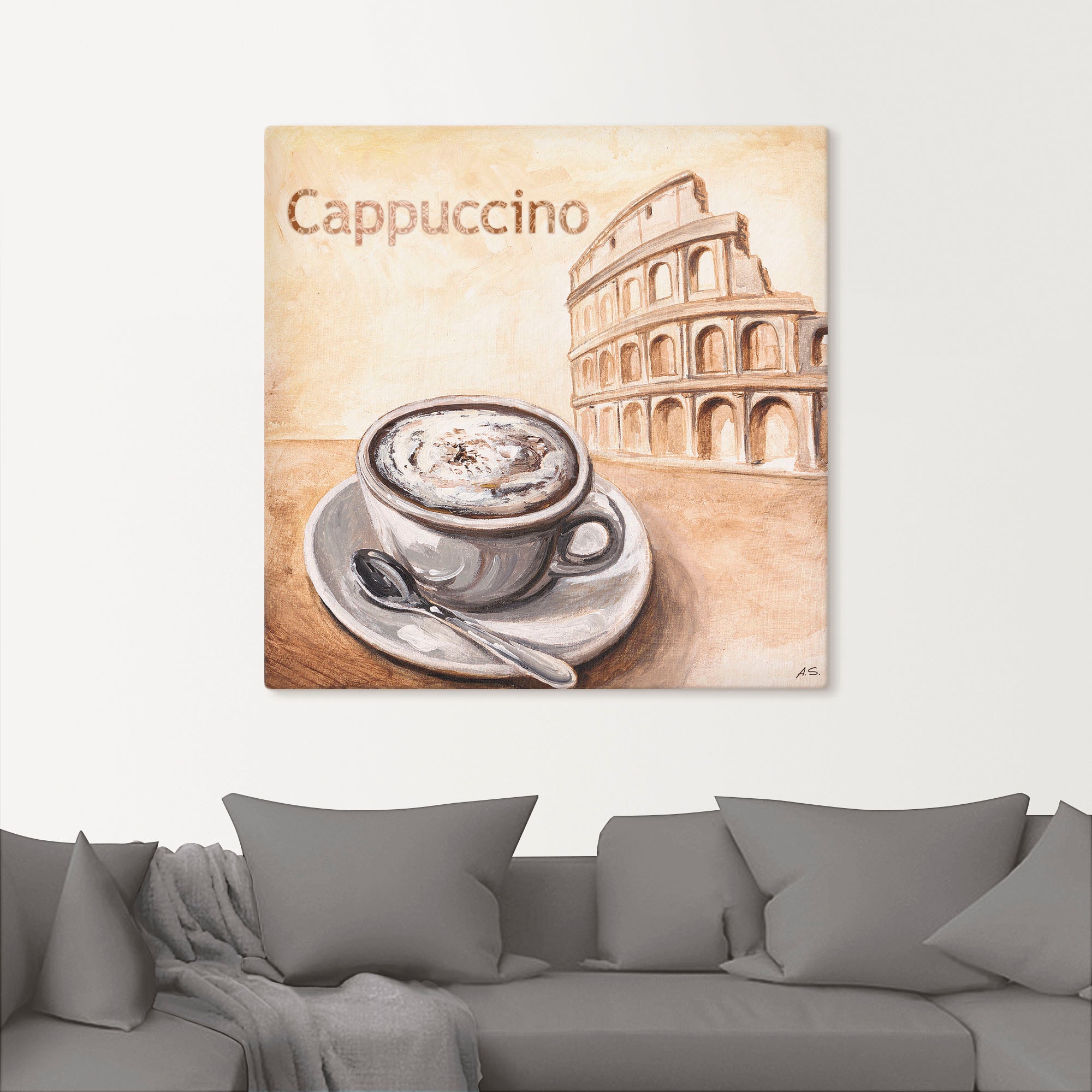 Artland Wandbild »Cappuccino in Rom«, Kaffee Bilder, (1 St.), als Leinwandbild in verschied. Grössen