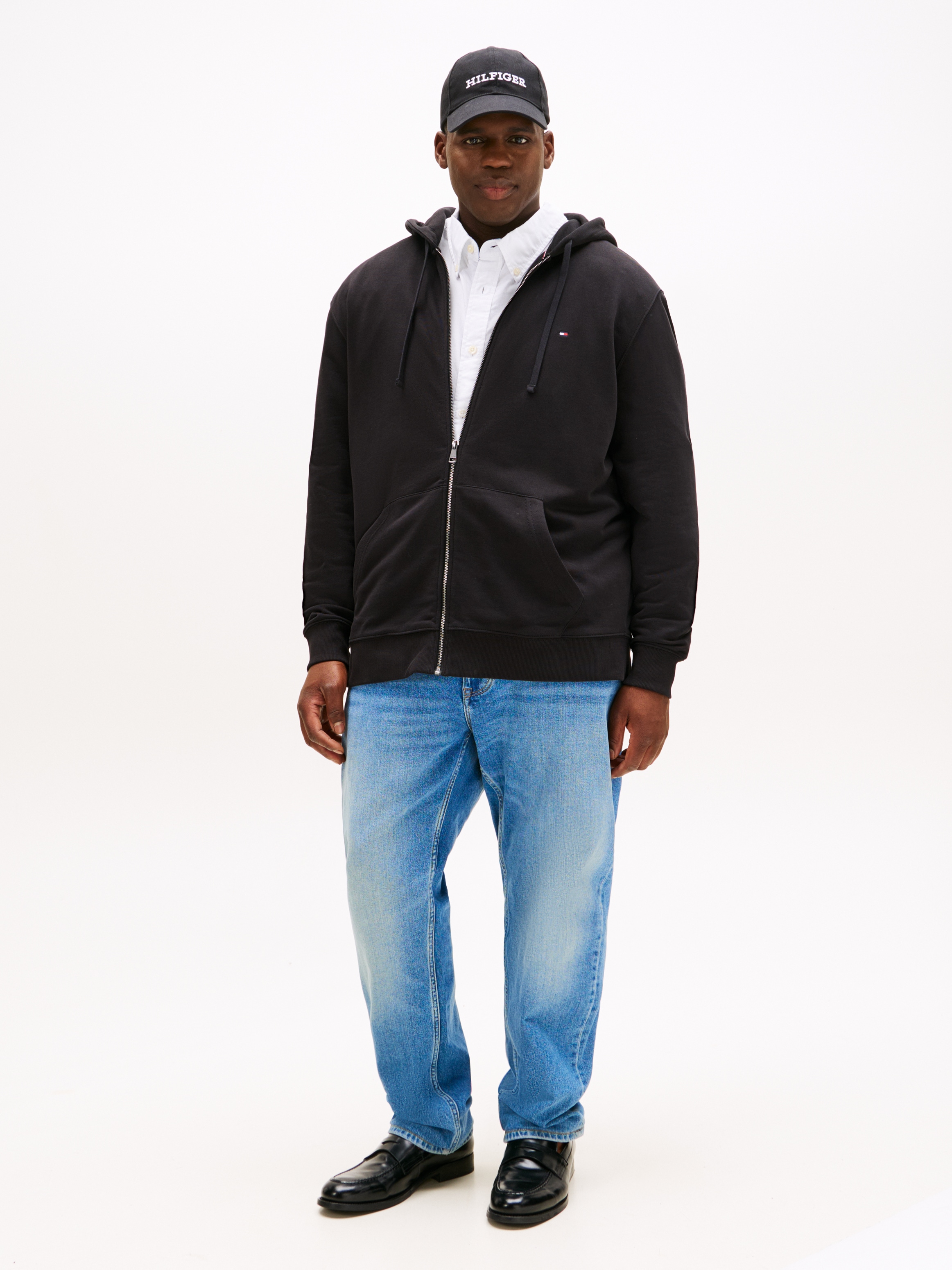 Tommy Hilfiger Big & Tall Kapuzensweatjacke »BT-ESSENTIAL TERRY ZIP THROUGH«, Grosse Grössen, Kapuze mit Tunnelzug