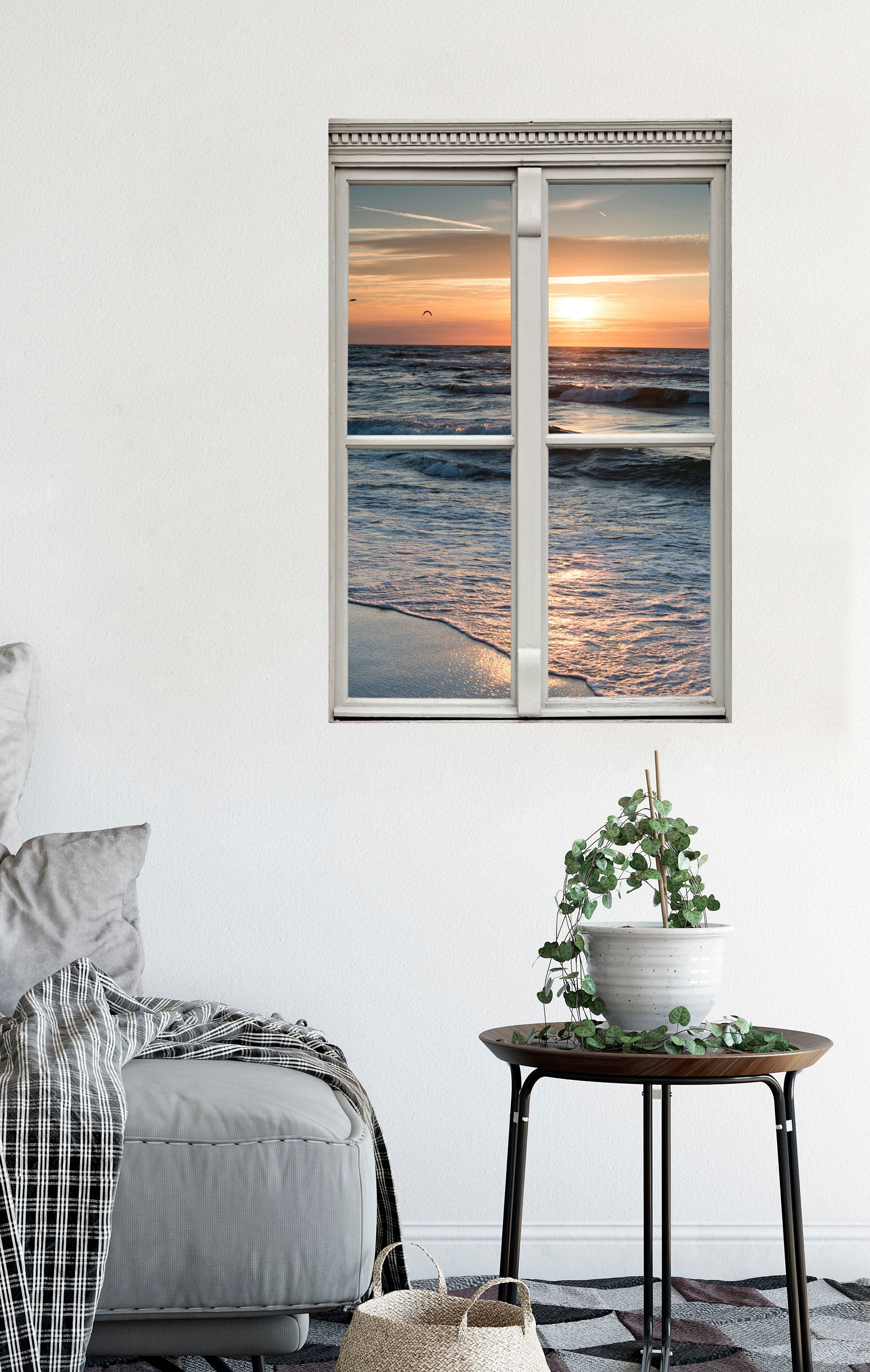 queence Wandsticker »Sonnenuntergang«, Wandsticker, Wandbild, selbstklebend, 3D, Fenster