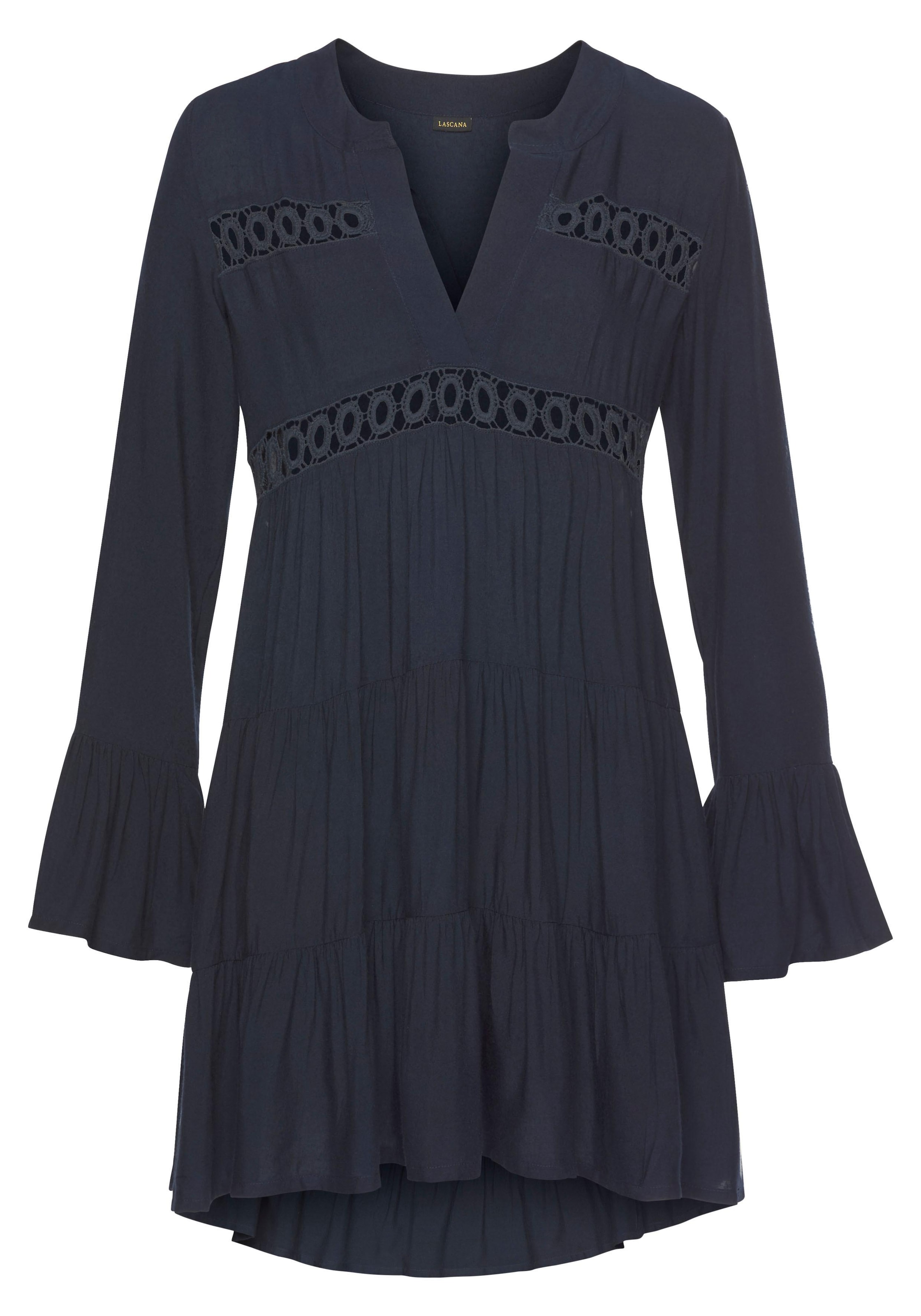 LASCANA Longbluse, mit Spitzeneinsätzen, Tunika, Blusenkleid, Strandmode