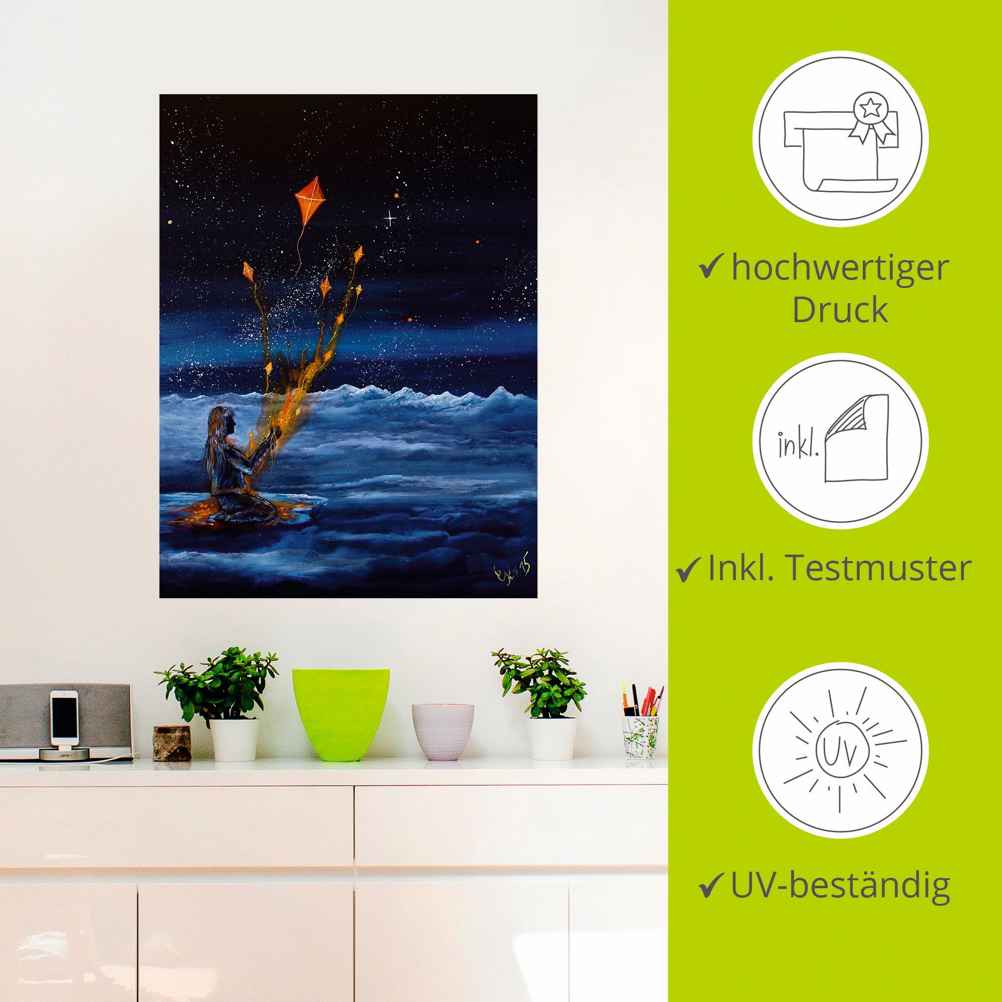 Artland Wandbild »Himmlische Drachen«, Dark Fantasy, (1 St.), als Poster, Wandaufkleber in verschied. Grössen