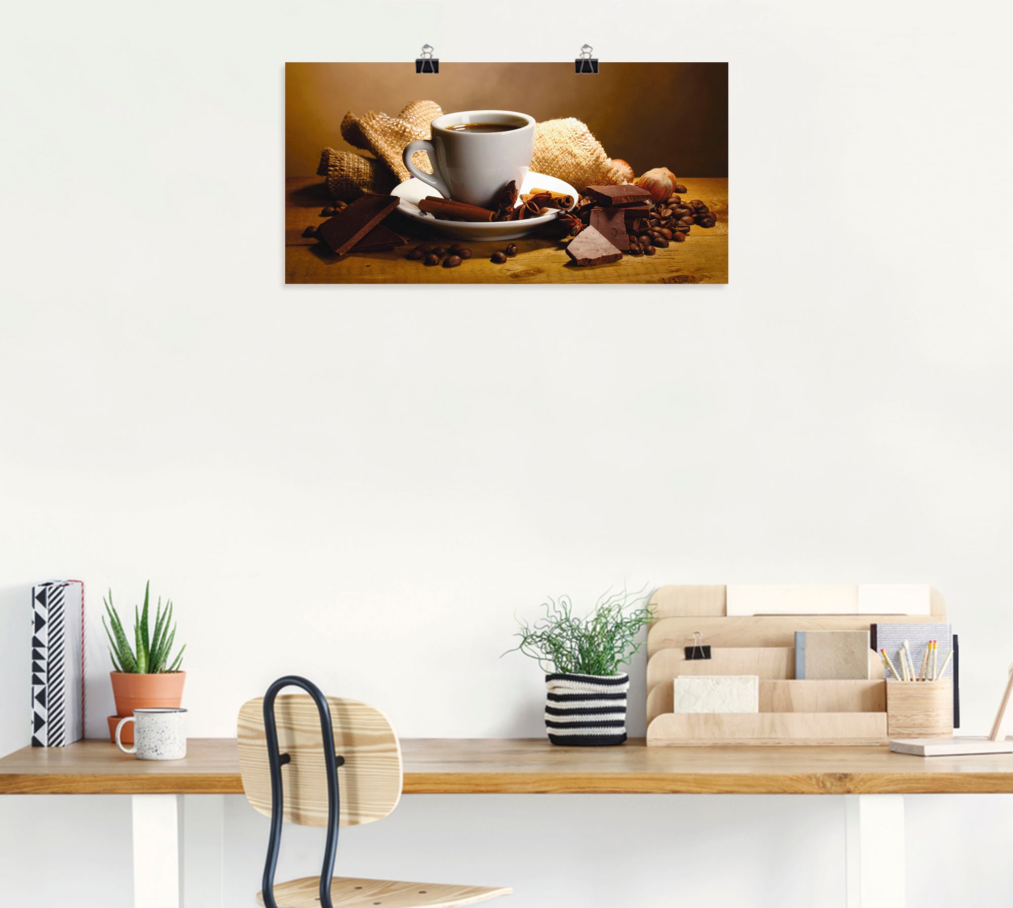 Artland Wandbild »Kaffeetasse Zimtstange Nüsse Schokolade«, Getränke, (1 St.), als Leinwandbild, Poster, Wandaufkleber in verschied. Grössen