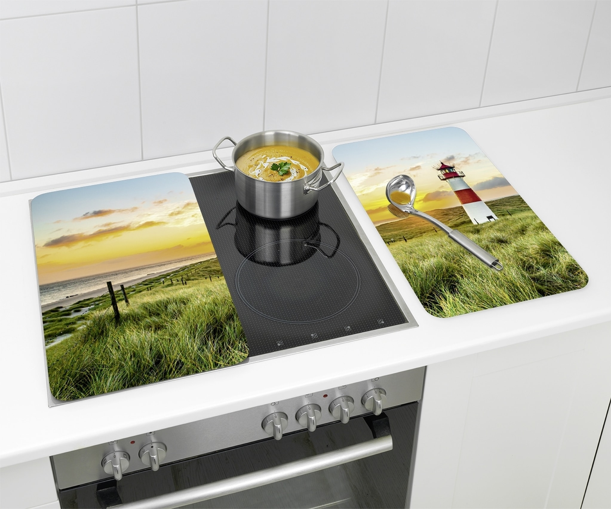 Maximex Herd-Abdeckplatte »Universal Modell Leuchtturm«, (Set, 2 tlg.), Herdabdeckung für alle Herdarten, kratzfest, mit rutschfesten Füssen