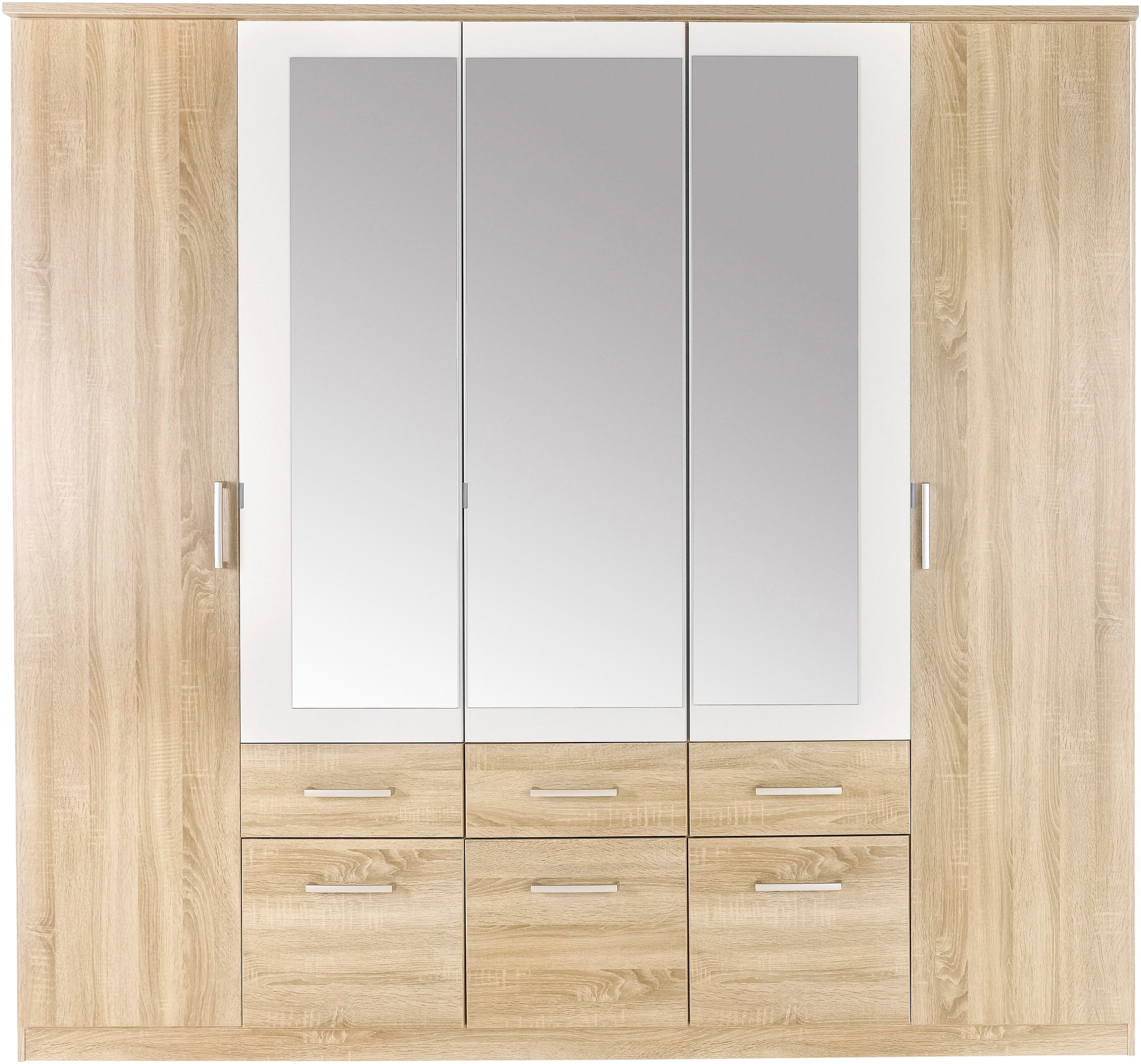 rauch Kleiderschrank »Drehtürenschrank Schrank Garderobe BURANO«, mit Schubladen und Spiegelumrandung in Farbabsetzung MADE IN GERMANY