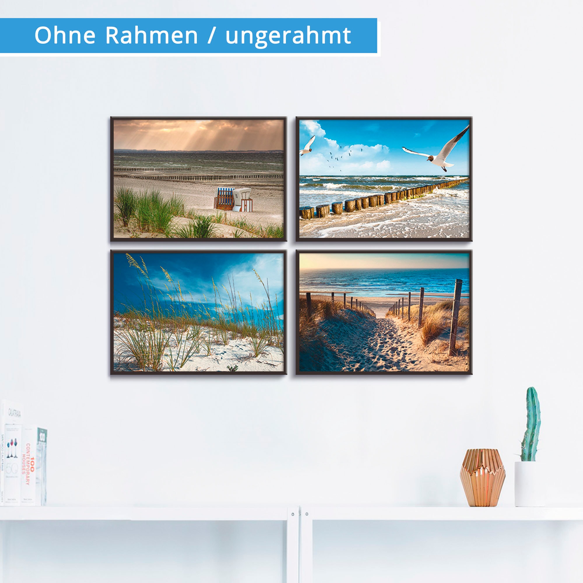 Artland Poster »Einsamer Strand Ostsee Sanddüne Gräser«, Strand, (4 St.),  Poster, Wandbild, Bild, Wandposter online shoppen | Jelmoli-Versand