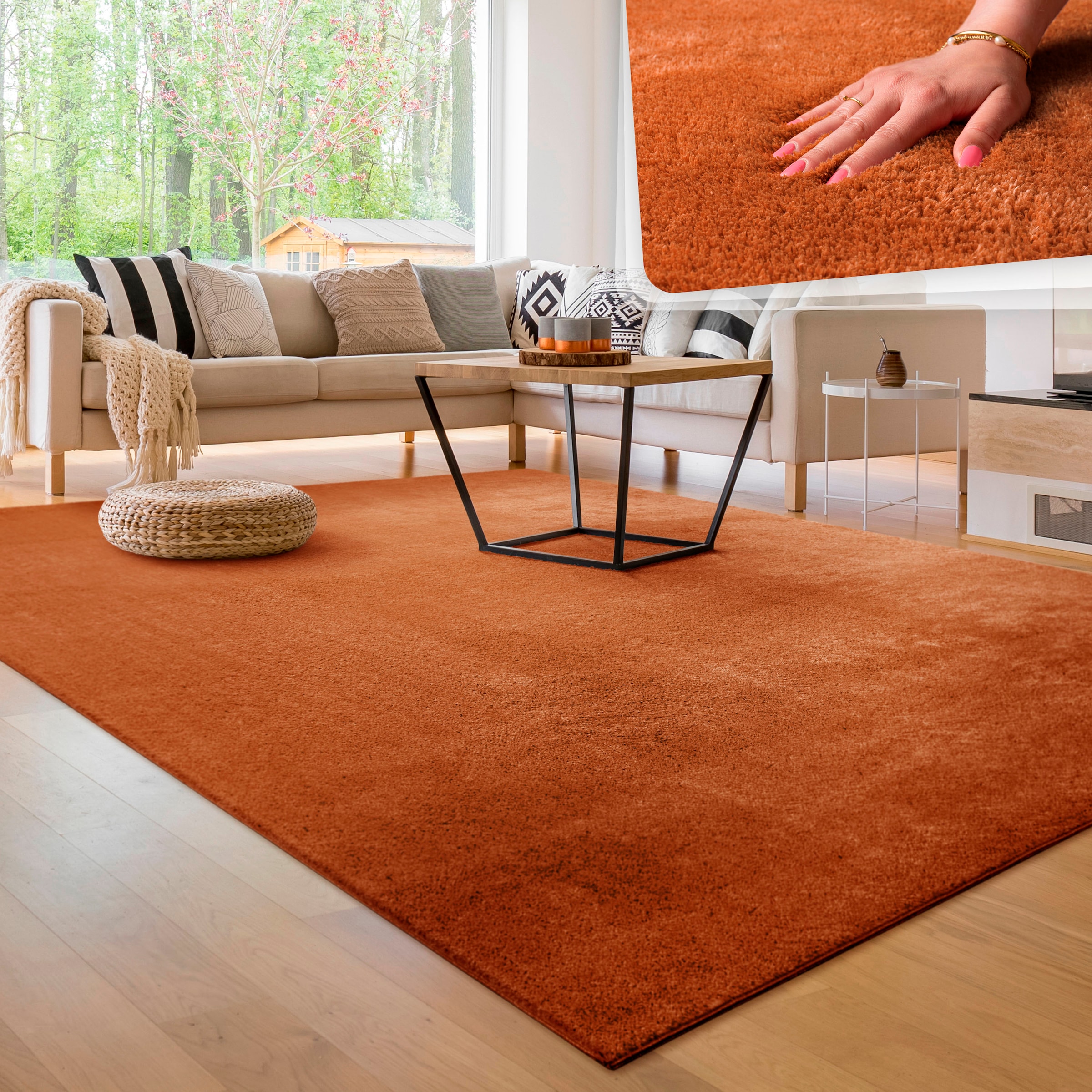 Paco Home Teppich »Cadiz 630«, rechteckig, Uni-Farben, besonders weich,  auch als Läufer erhältlich, waschbar online shoppen | Jelmoli-Versand | Shaggy-Teppiche