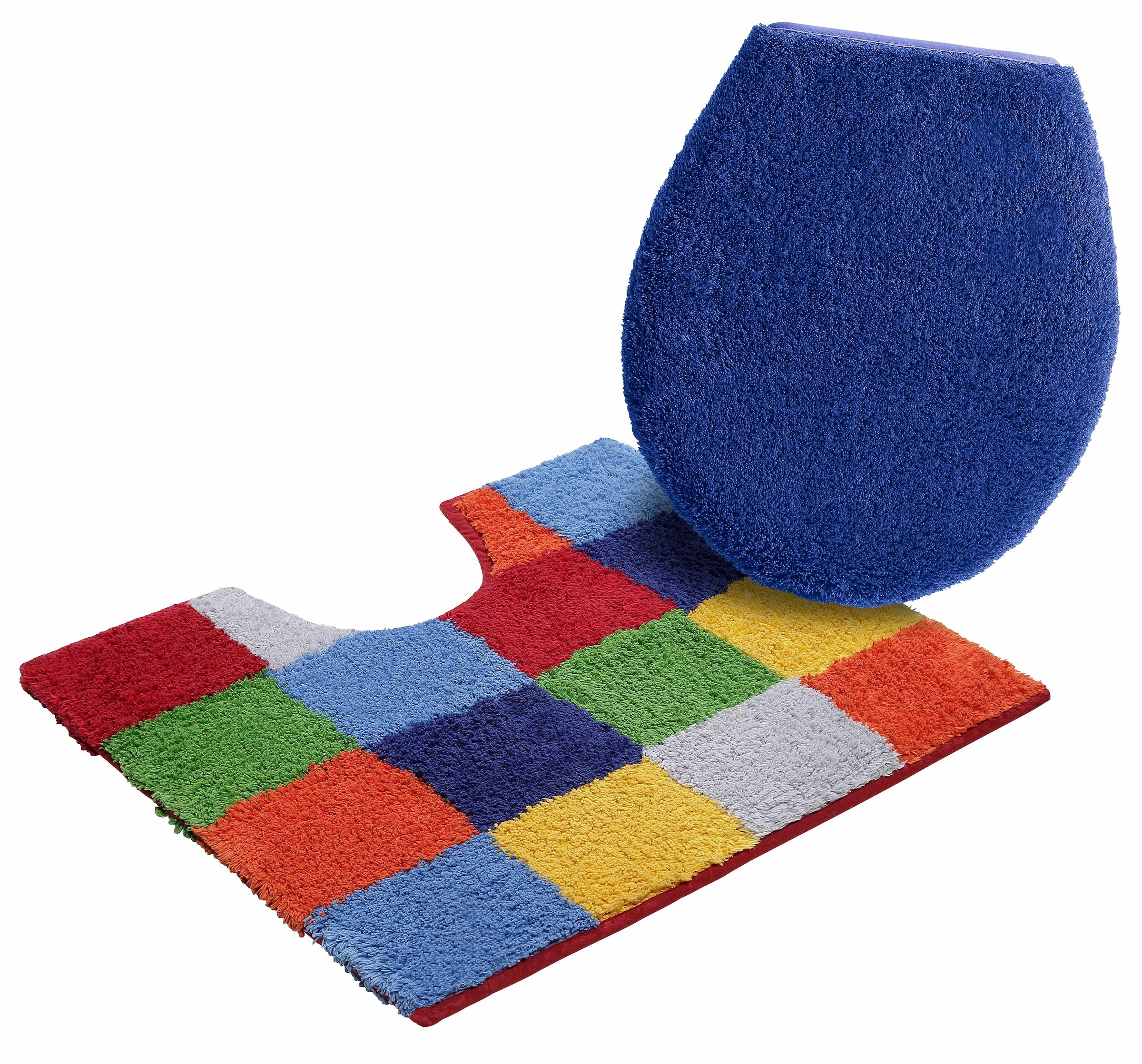 my home Badematte »Kira, Badvorleger, Badezimmer Teppich, Kästchen«, beidseitig nutzbar-fussbodenheizungsgeeignet-strapazierfähig, bunt, Badteppich, Badematten auch als 2 teiliges Set erhältlich