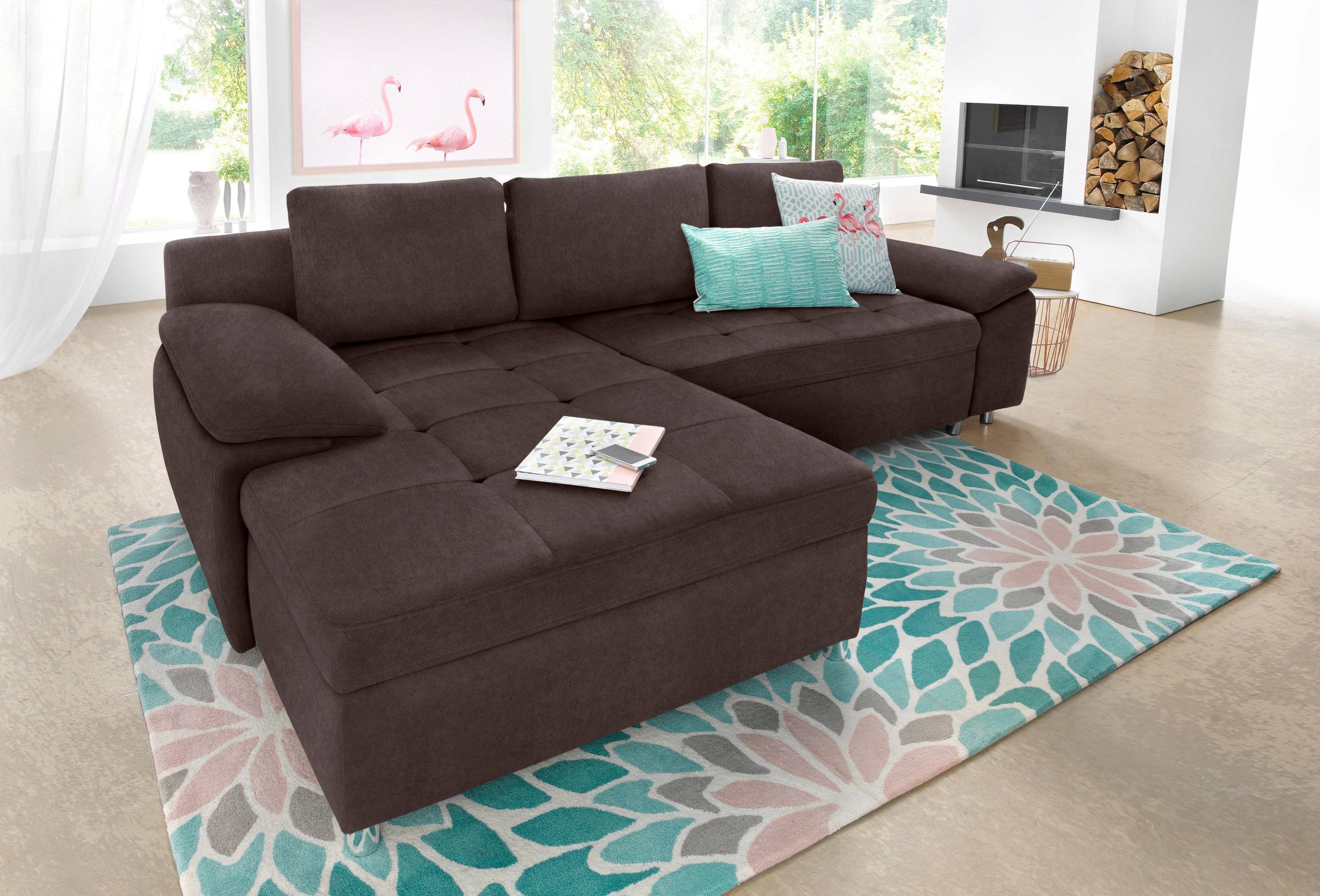 OTTO home Ecksofa "Labene, L-Form, B: 270/290 cm, Bettfunktion & Bettkasten wählbar" XL/XXL wählbar, Federkern wählbar, lose Rückenkissen, modernes Design