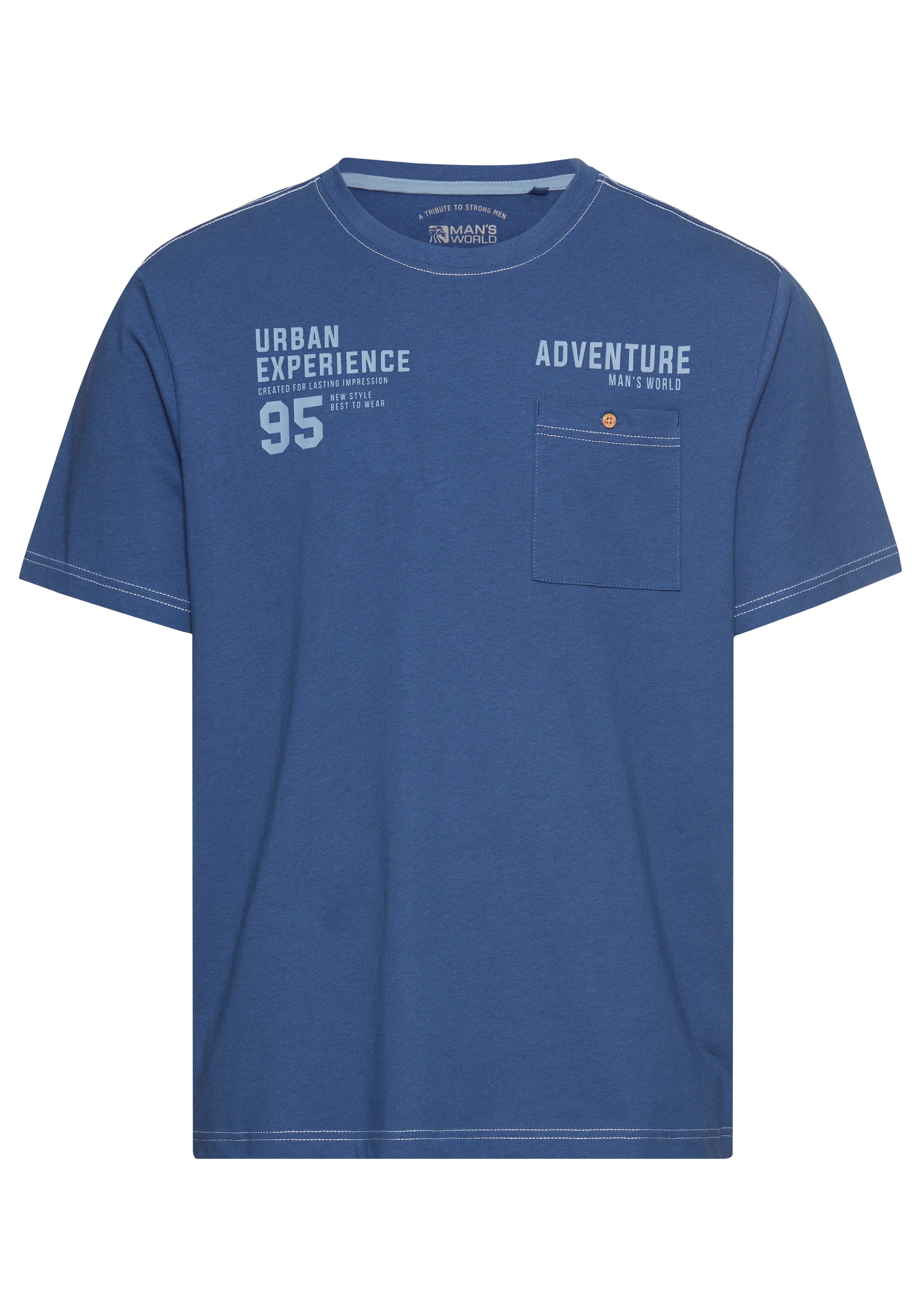 Man's World T-Shirt, mit Kontrastnähten und funktionaler Brusttasche
