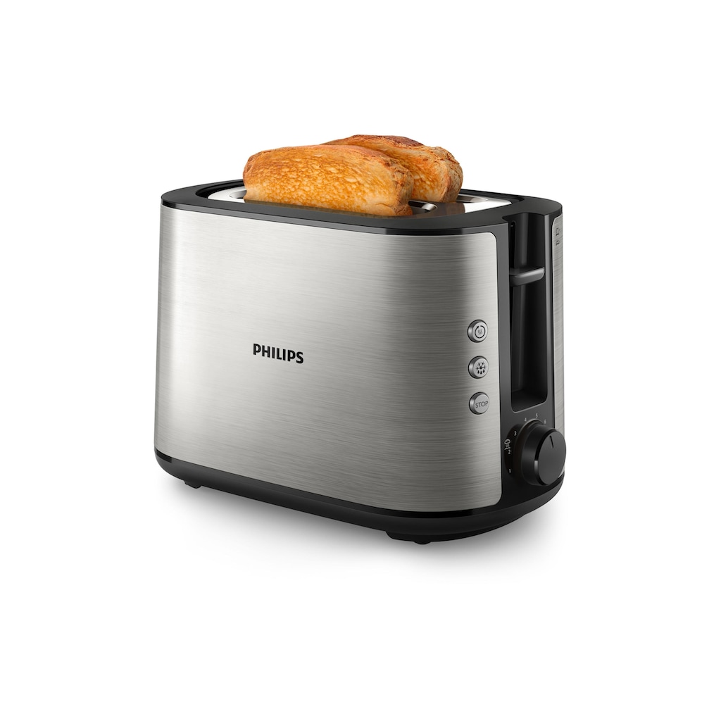 Philips Toaster »Viva Collection HD2650/91 Schwarz/Edelstahl«, 950 W