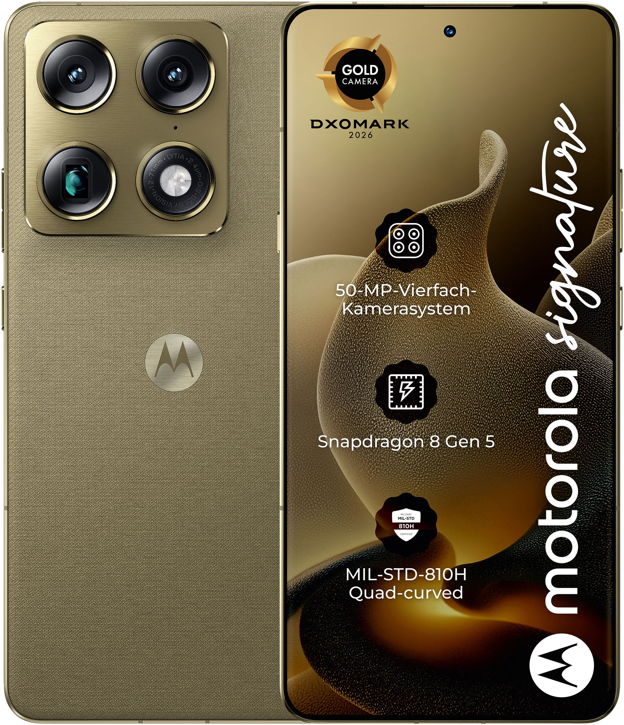 Motorola Smartphone "Signature" PANTONE Martini Olive Super-HD+-Display, Corning Gorilla Glass Victus2, 90W-TurboPower