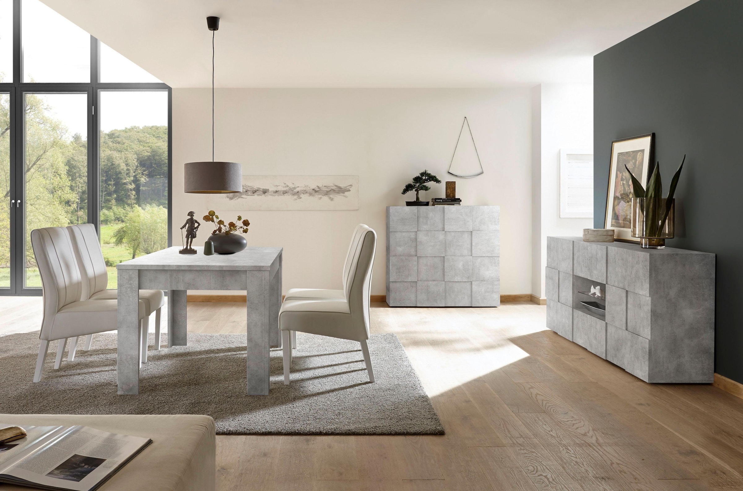 INOSIGN Highboard »Dama Höhe 111 cm, Breite 121 cm, Kommode 2 Türen, Hochkommode«, Front in 3D-Optik, viel Stauraum, verschiedene Farben
