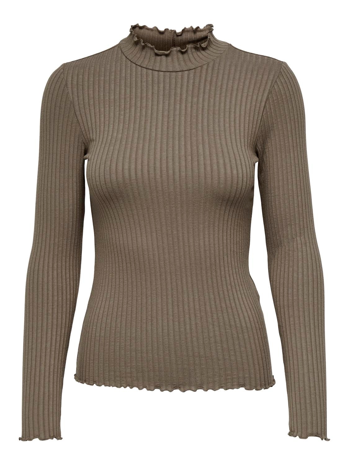 JDY Langarmbluse »JDYFRANSISKA L/S HIGHNECK TOP JRS NOOS«, mit gewellten Säumen