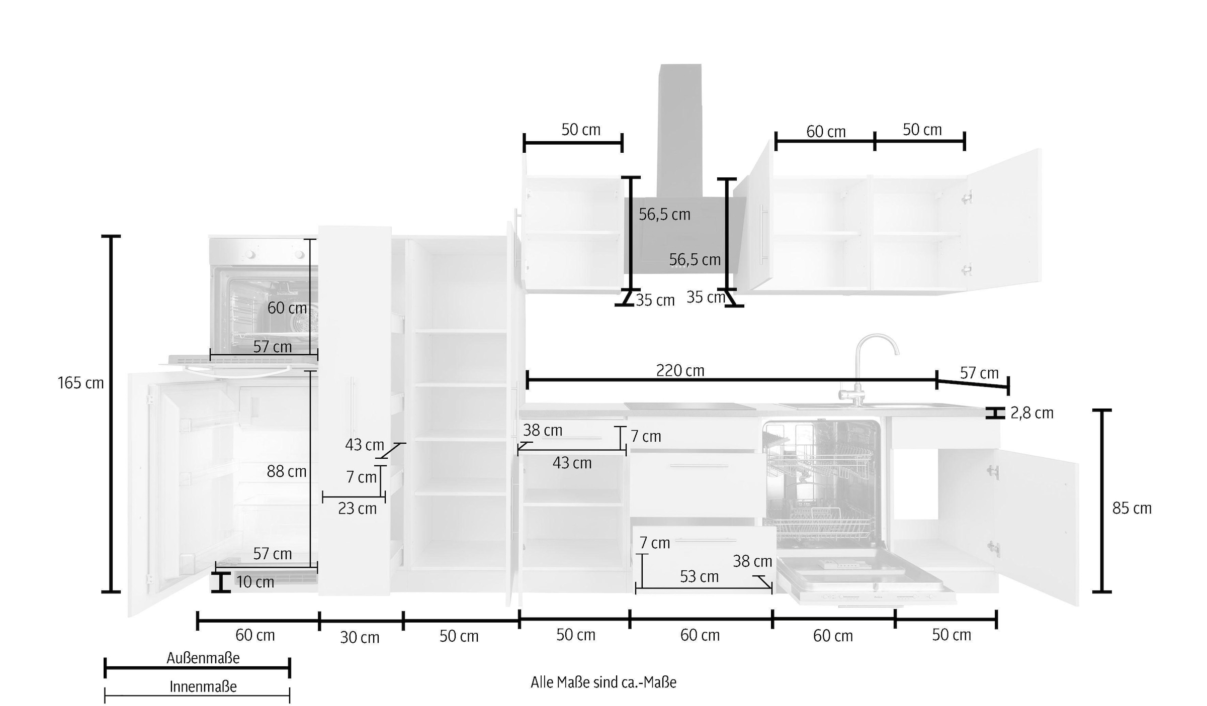 ❤ wiho Küchen Küchenzeile »Cali«, ohne E-Geräte, Breite 360 cm ordern im  Jelmoli-Online Shop