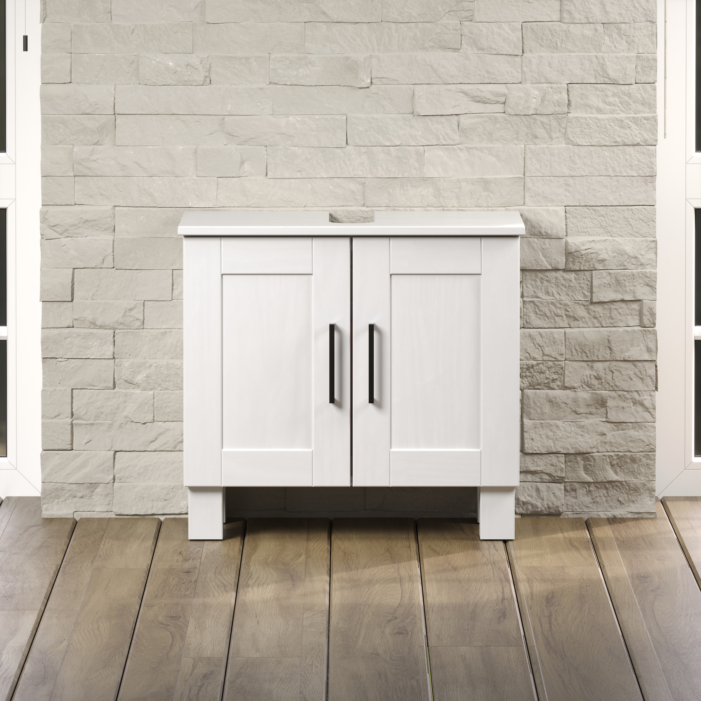 welltime Waschbeckenunterschrank »Ulea«, (1 St.), Waschtisch aus Massivholz mit Bügelgriffen - Masse (B/T/H) 60/30/80 cm