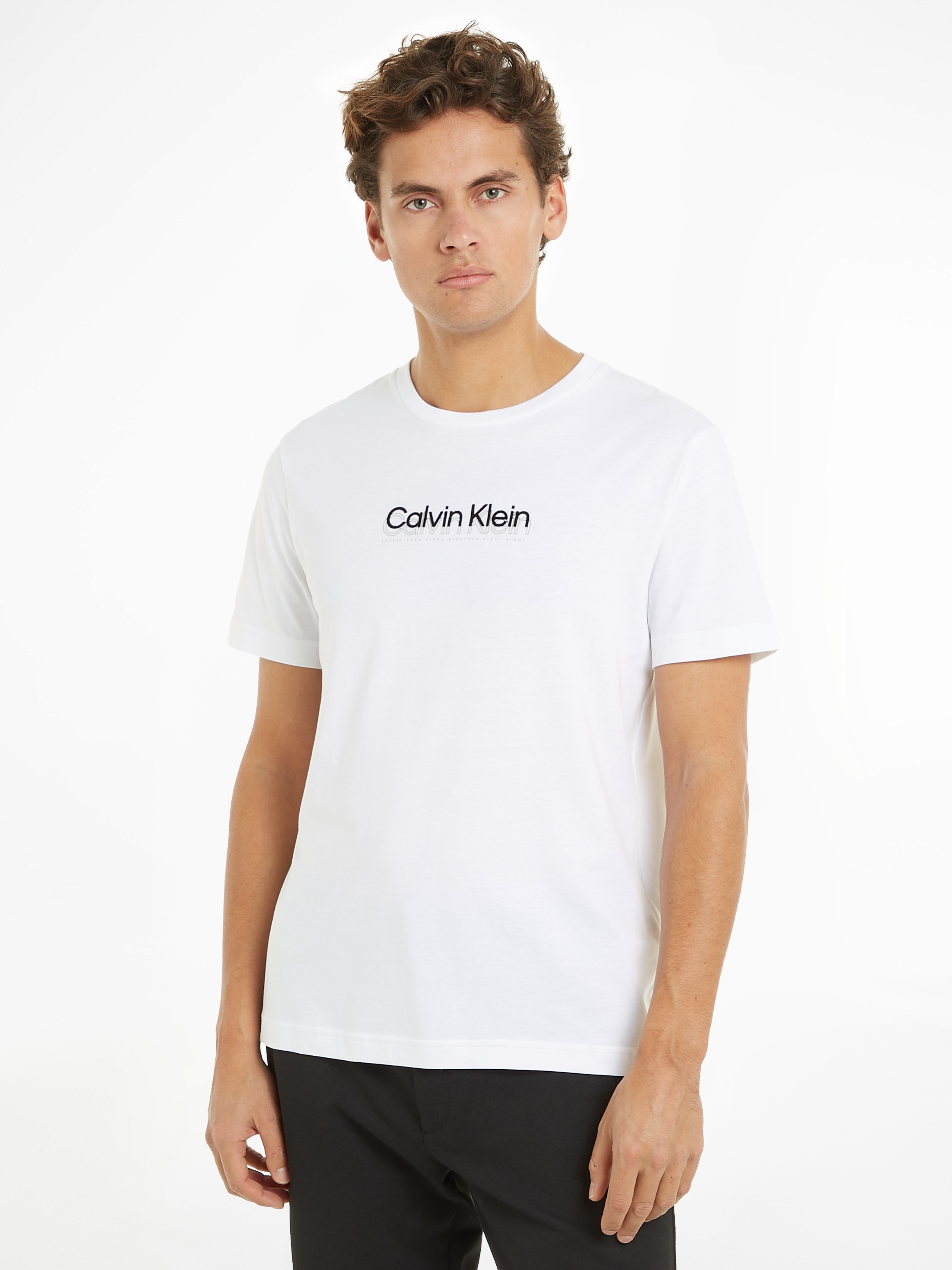 Calvin Klein T-Shirt »FLOCK LOGO T-SHIRT« mit Logoschriftzug