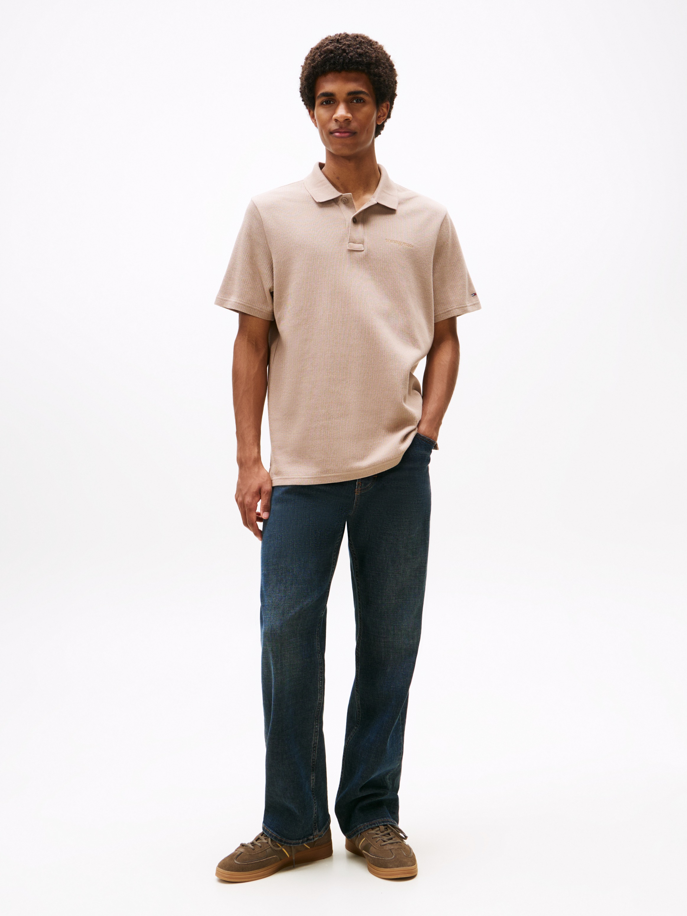 Tommy Jeans Poloshirt »TJM WAFFLE SCRIPT«, regular fit, mit Struktur, Polokragen