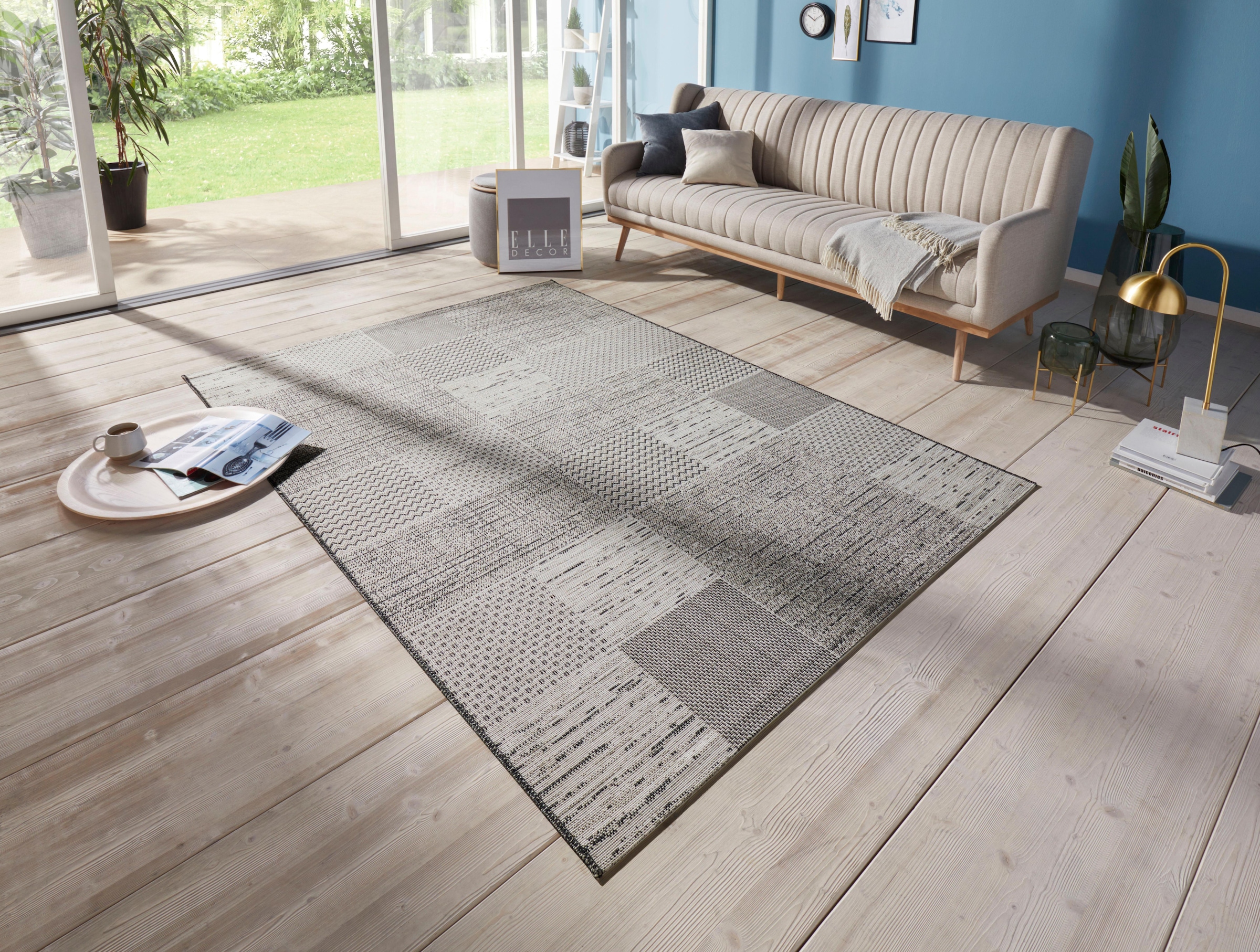 ELLE DECORATION Teppich »Agen«, rechteckig, 3 mm Höhe, In-und Outdoor geeignet, Strapazierfähig und pflegeleicht, Flachgewebe