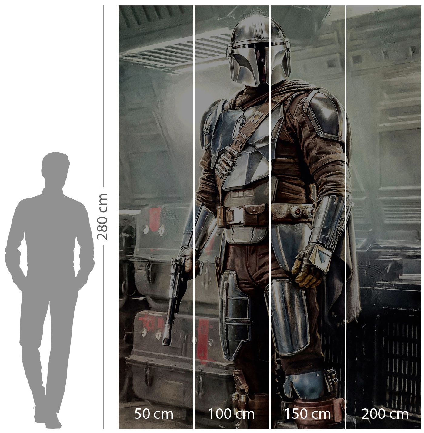 Komar Vliestapete »Digitaldruck Vlies - Mandalorian Fight Posture - Grösse 200 x 280 cm«, bedruckt, Kinderzimmer