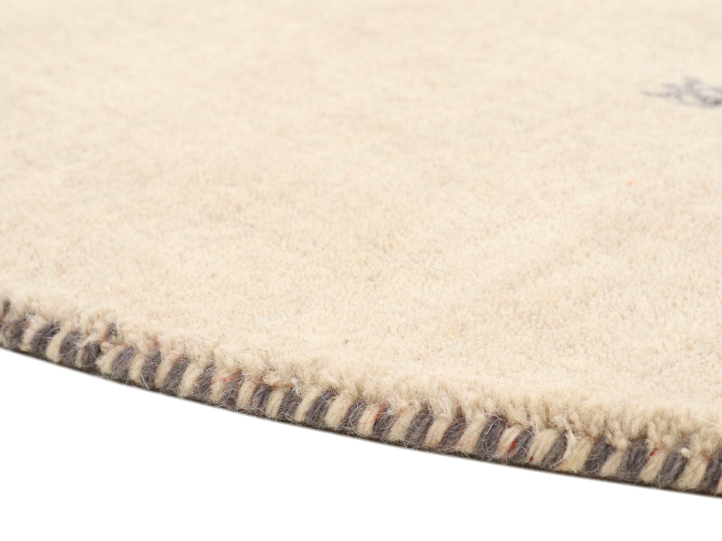 carpetfine Wollteppich »Gabbeh Uni«, rund, 15 mm Höhe, reine Wolle handgewebt, Gabbeh Tiermotiv warmes Raumklima viele Grössen