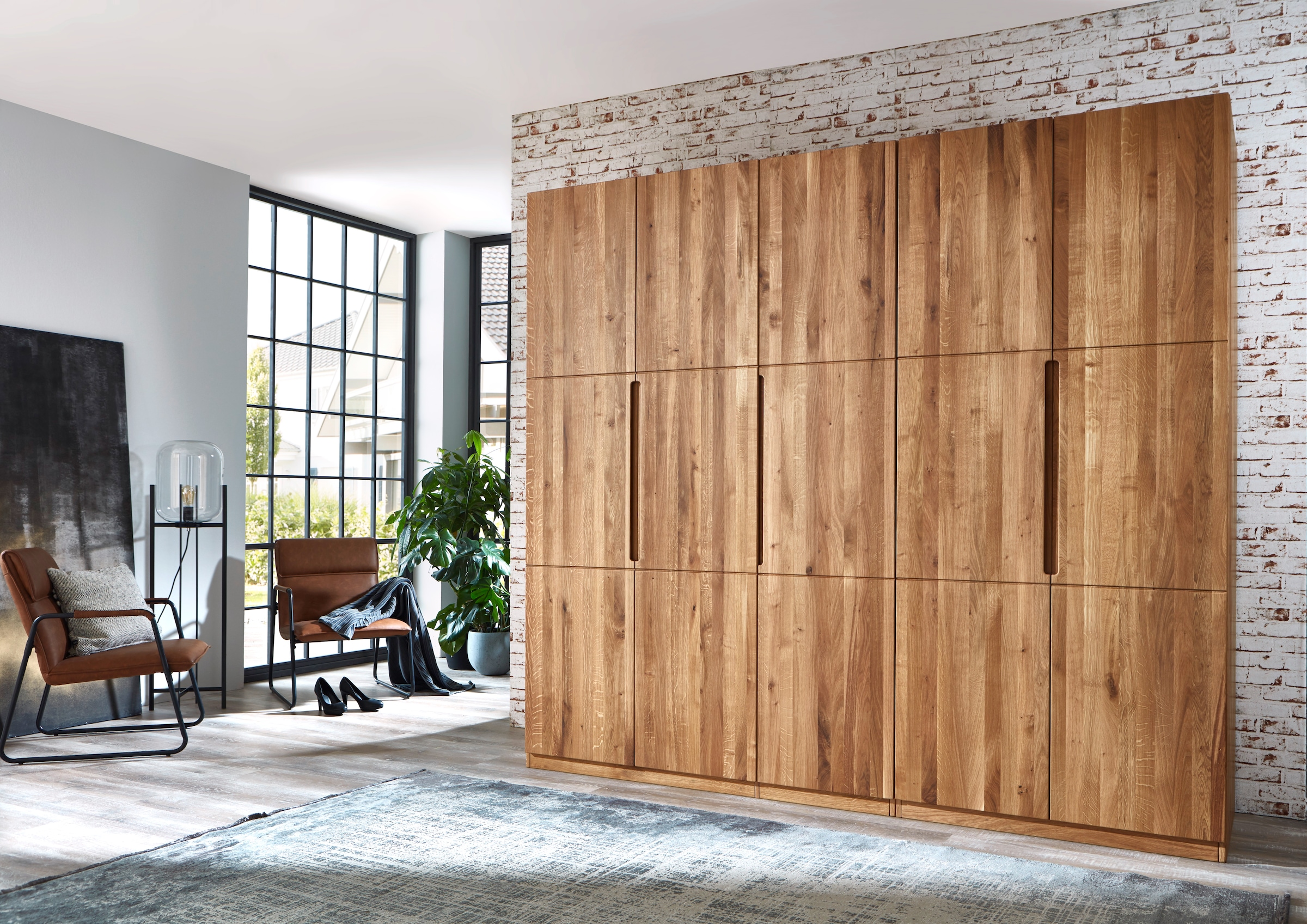 Home affaire Kleiderschrank »Azelie, aus Wildeiche« Massivholz-Kleiderschrank, im 50 cm Raster planbar