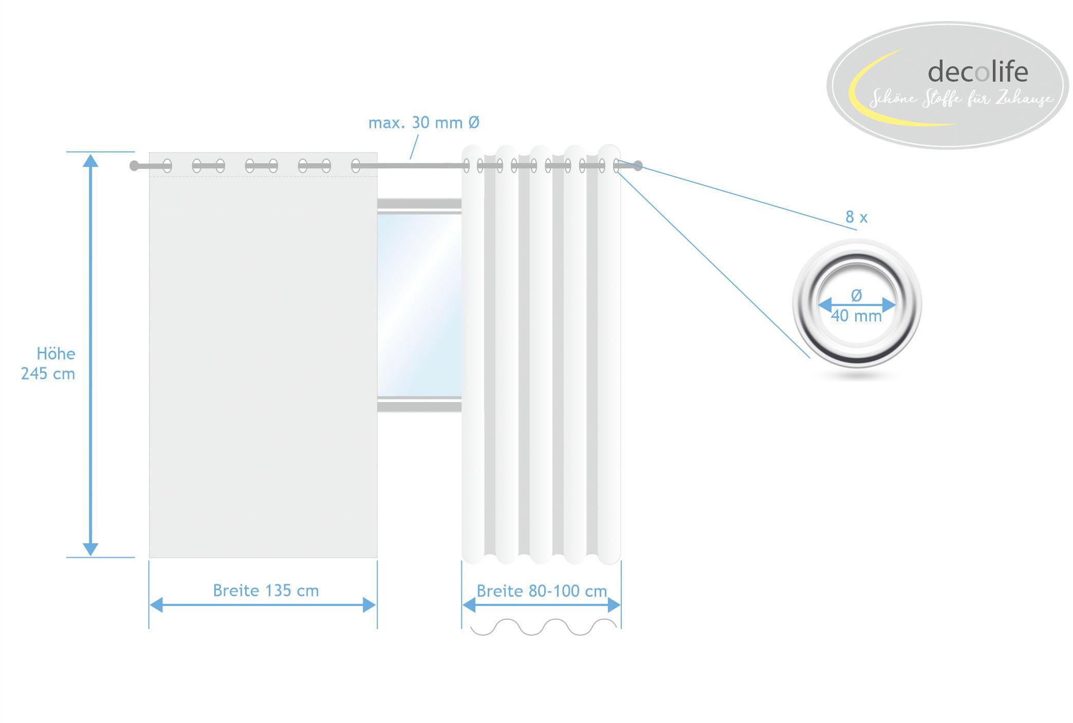 decolife Gardine »Alia«, (1 St.), weisse transparent-dichte Blocksteifen